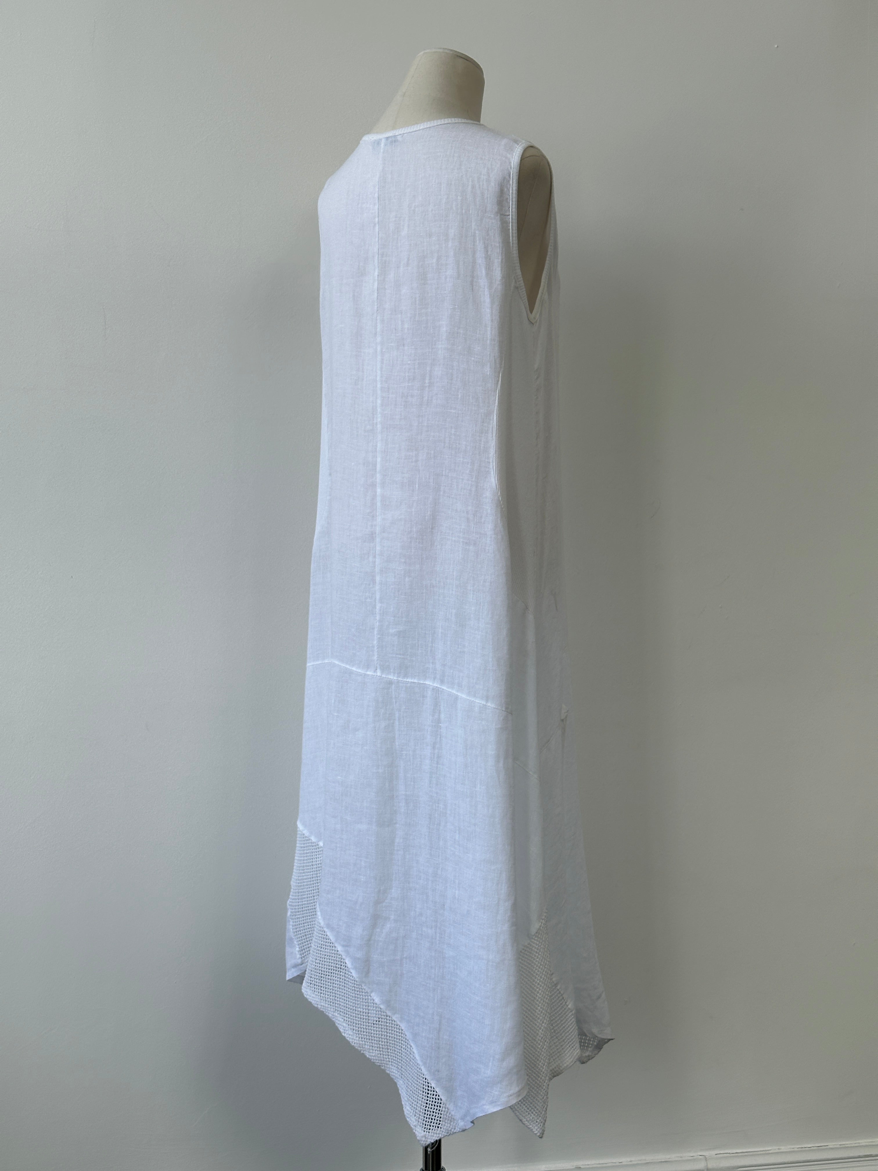 Vintage 2000s Pure Linen Asymmetric Sleeveless Maxi Dress - XL