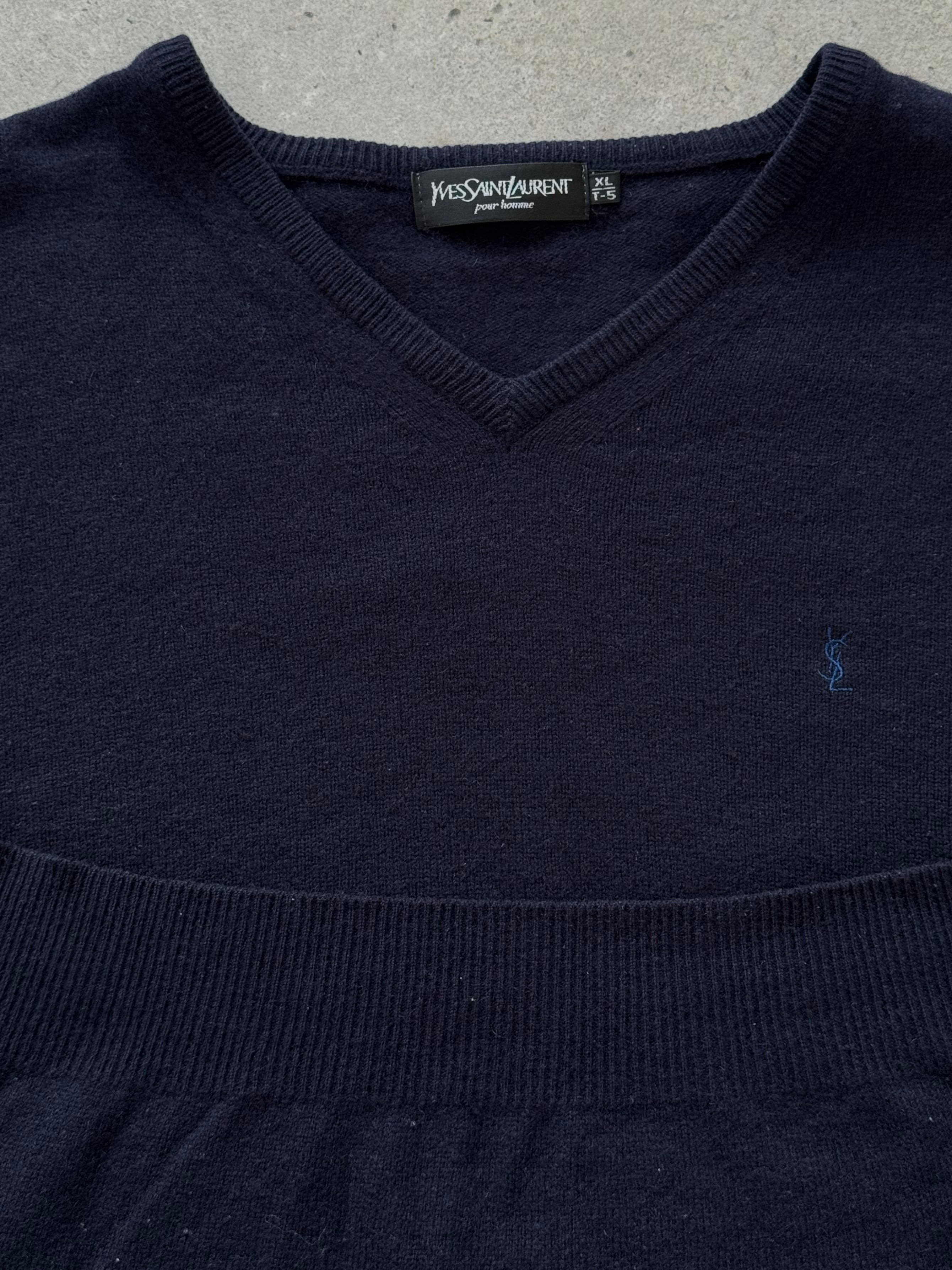 Yves Saint Laurent Pour Homme 1990s Wool V Neck Jumper - L