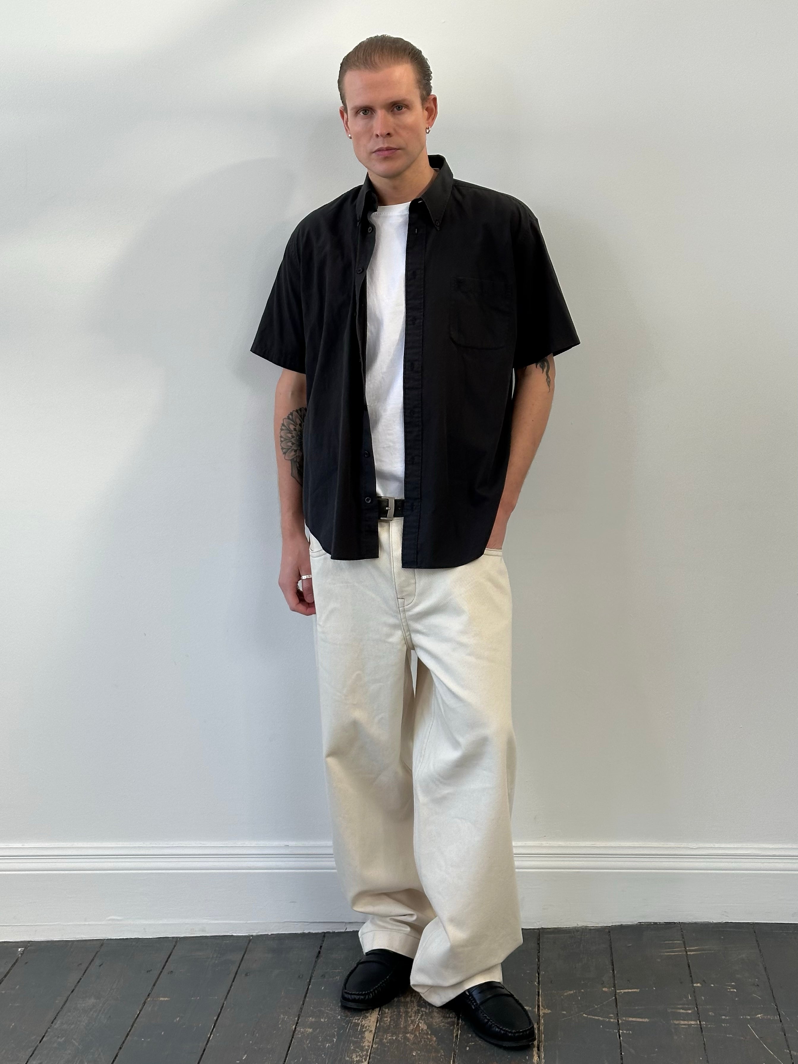 Yves Saint Laurent Pour Homme 1990s Cotton Short Sleeve Shirt - M/L