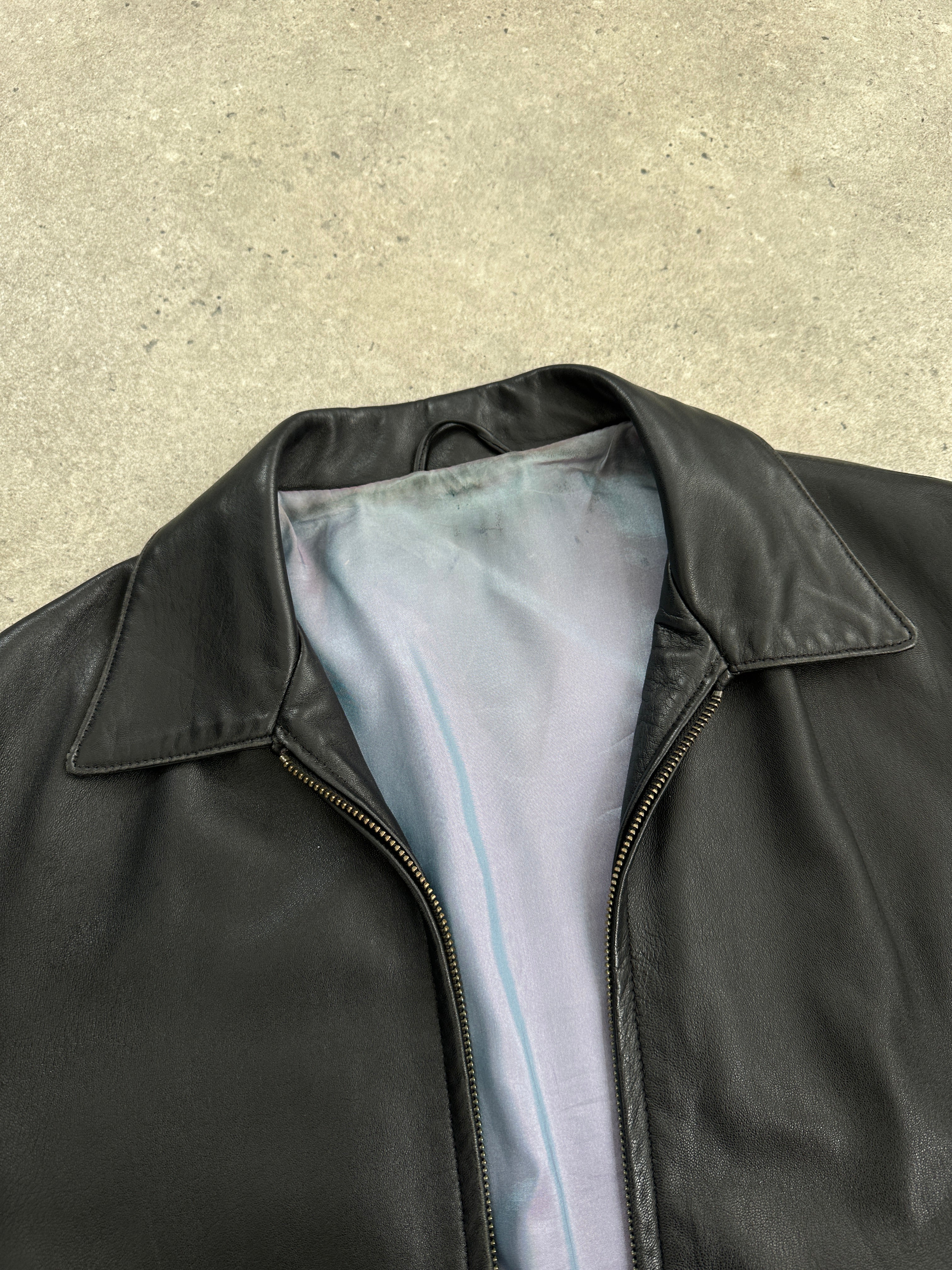 British Vintage 1990s Minimal Smooth Leather Jacket - M