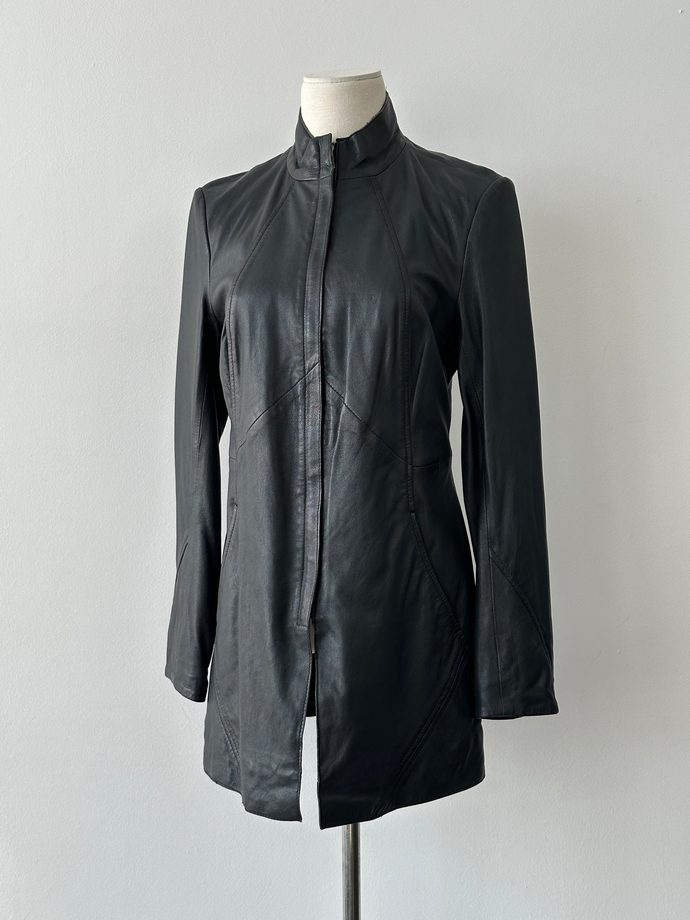 Vintage 2000s Lamb High Neck Leather Jacket - S