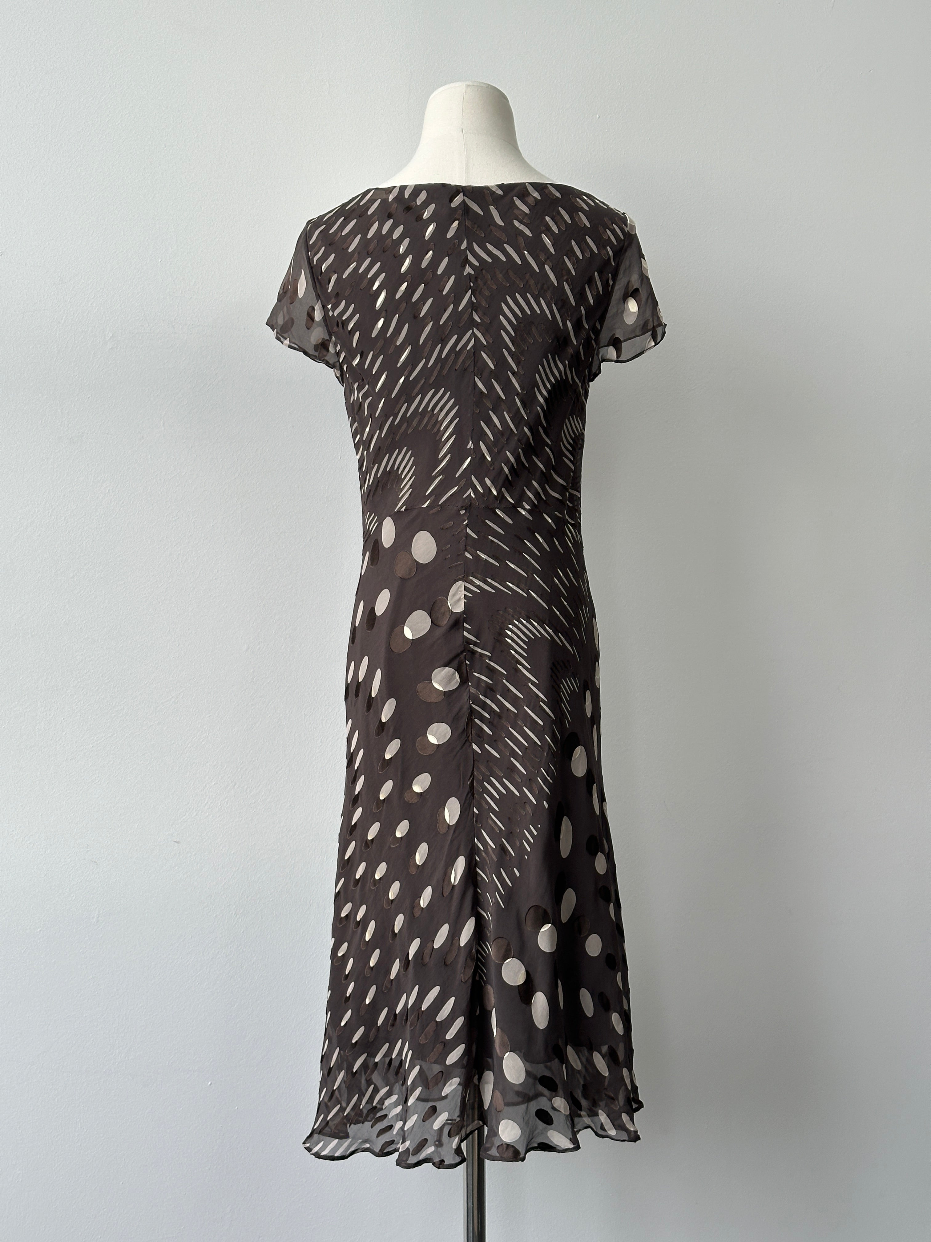 Vintage 2000s Silk Printed Cowl Midi Dress - S-M