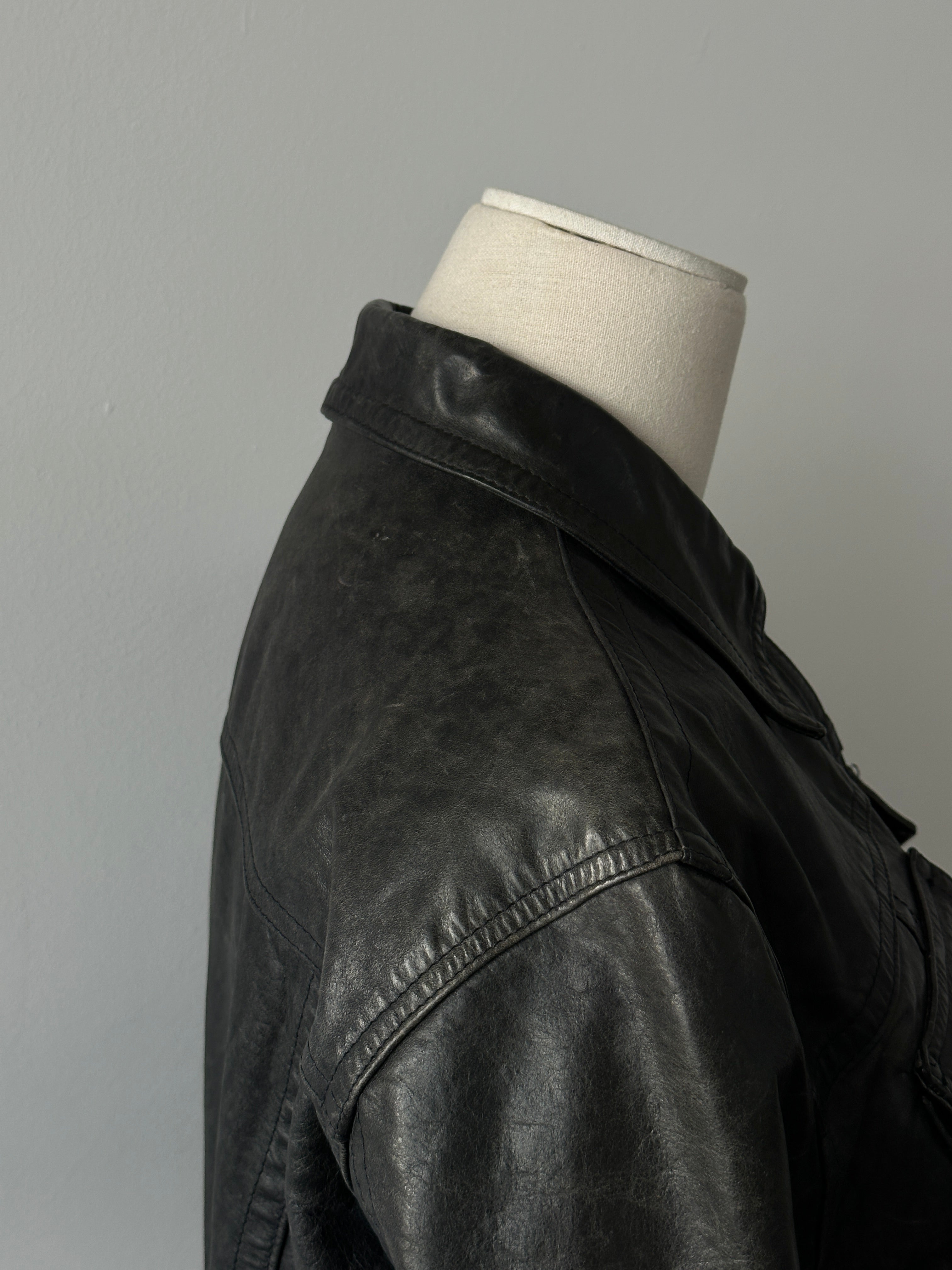 Versace Jeans Couture 2000s Bespoke Button Leather Jacket - S-M