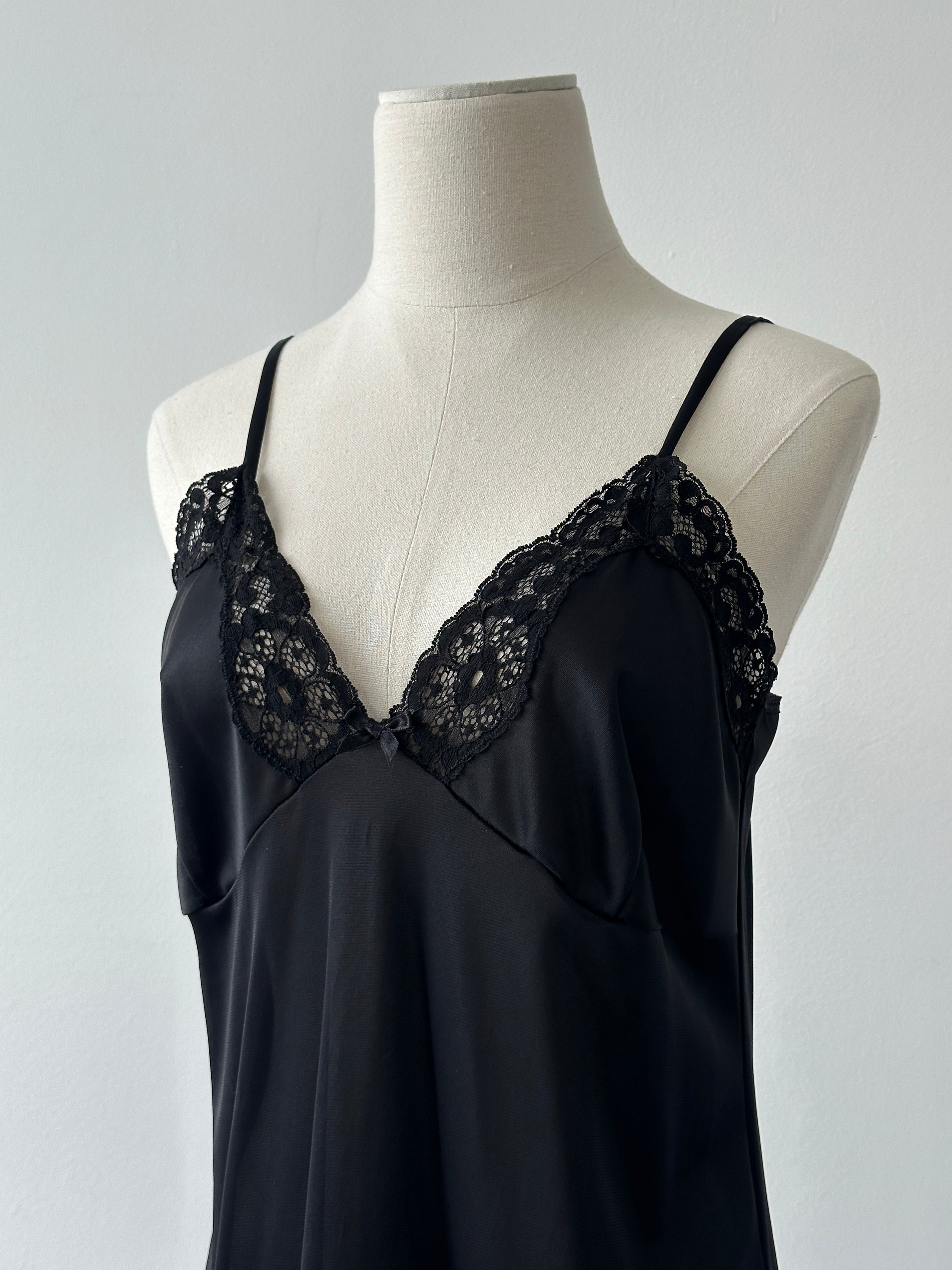 Italian Vintage 1990s Lace Sheer Slip Mini Dress - S