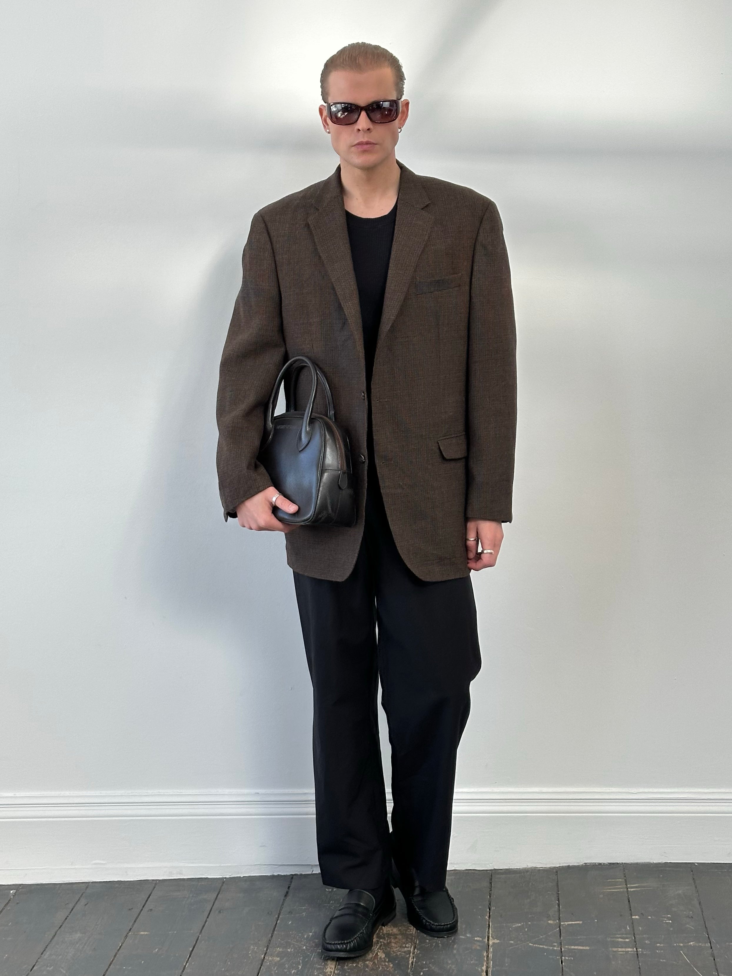 Ralph Lauren 1990s Pure Wool Check Single Breasted Blazer - 44L