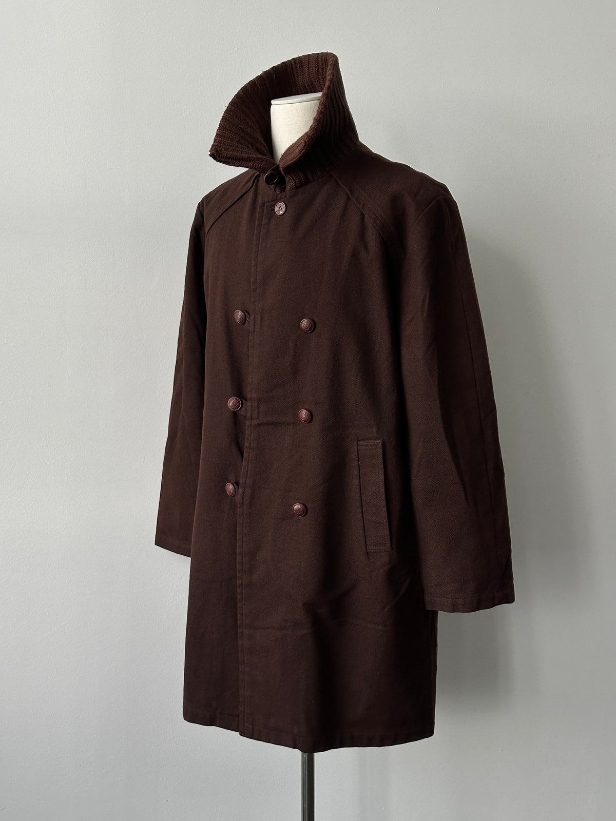 Armani Jeans 2000s Wool Funnel Neck Double Breasted Coat - L