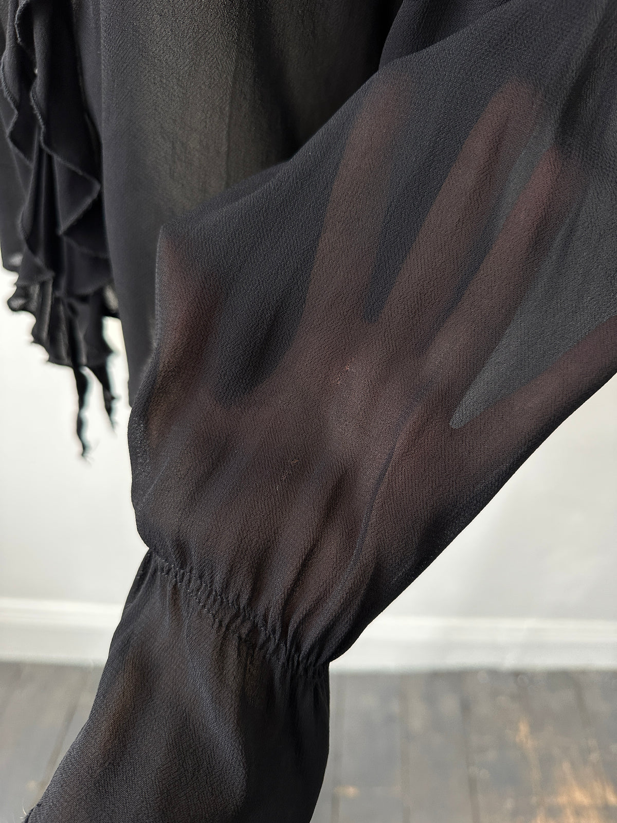 Vintage 1990s Sheer Ruffle Shirt - M