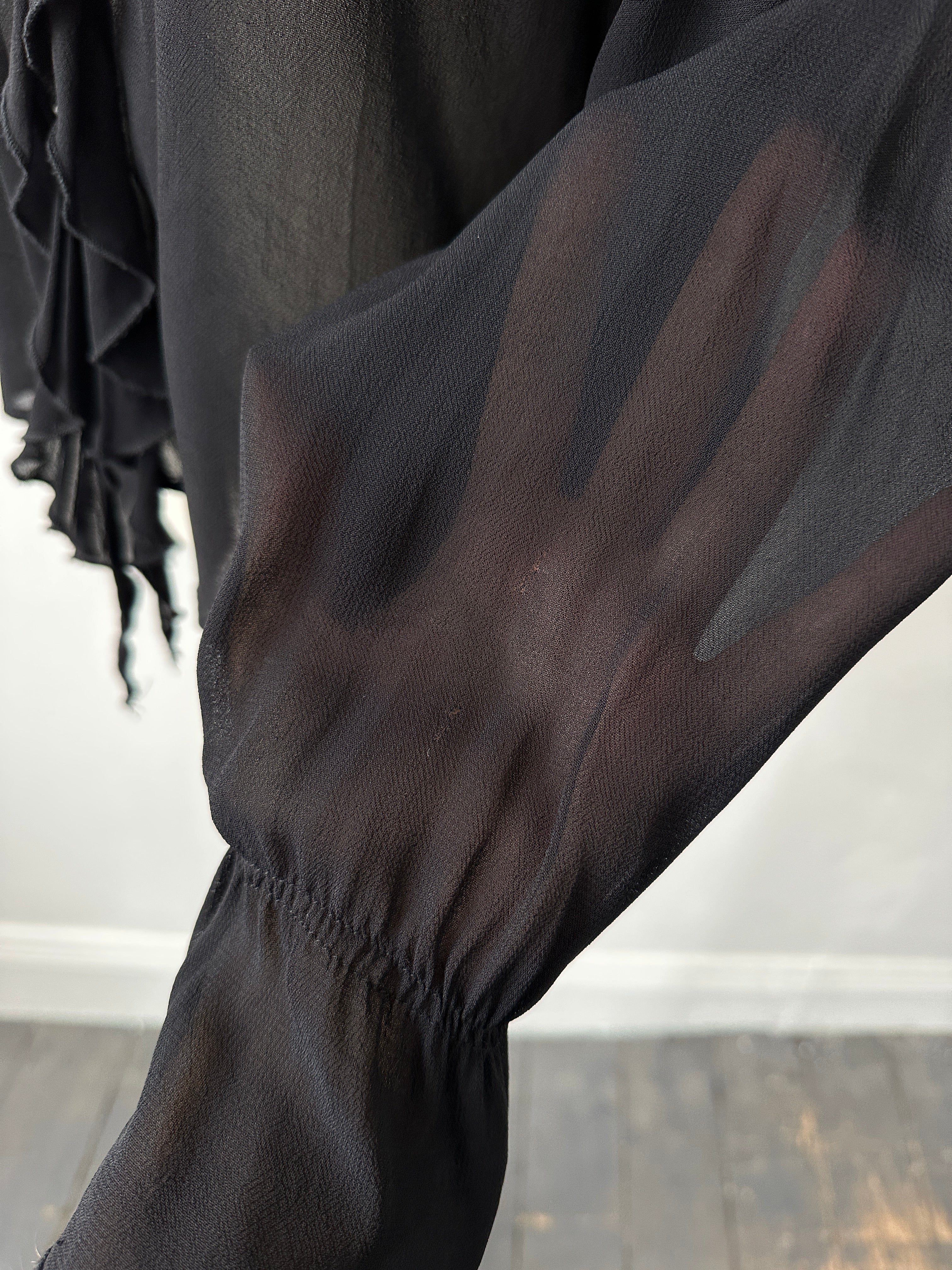 Vintage 1990s Sheer Ruffle Shirt - M