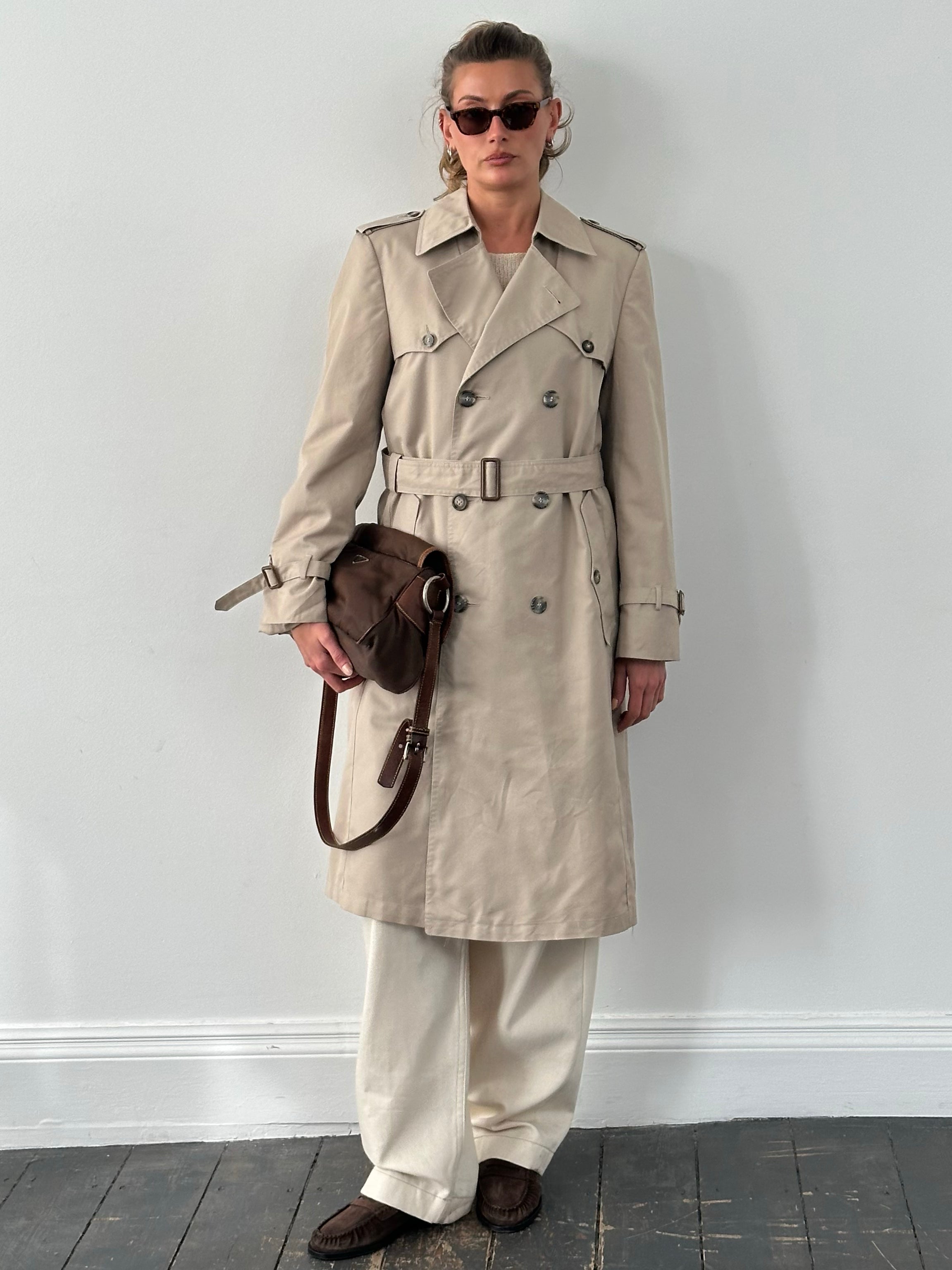 Christian Dior 1980s Cotton Double Breasted Trench Coat - M