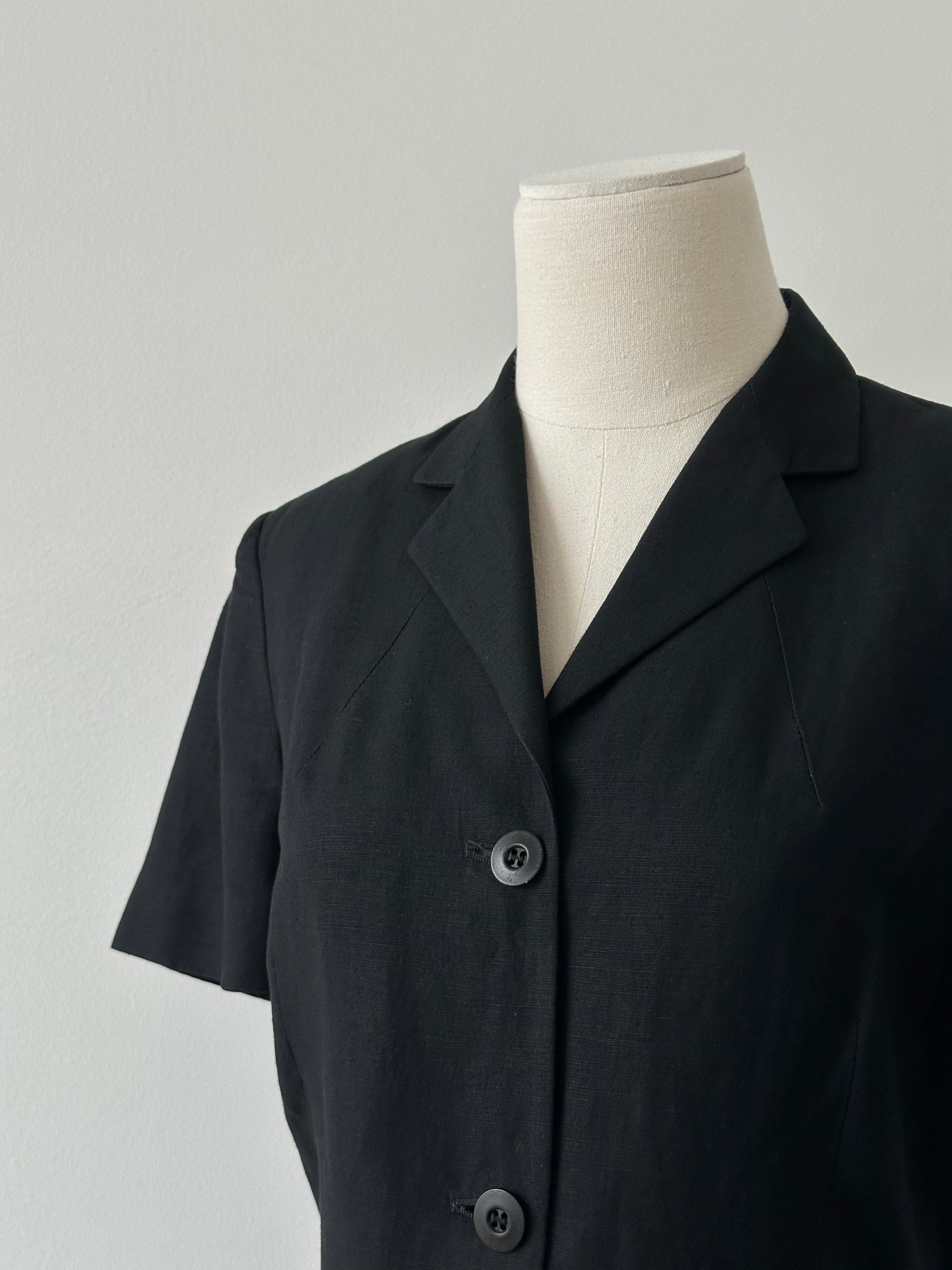 Marella 1990s Linen Short Sleeve Fitted Blazer - M