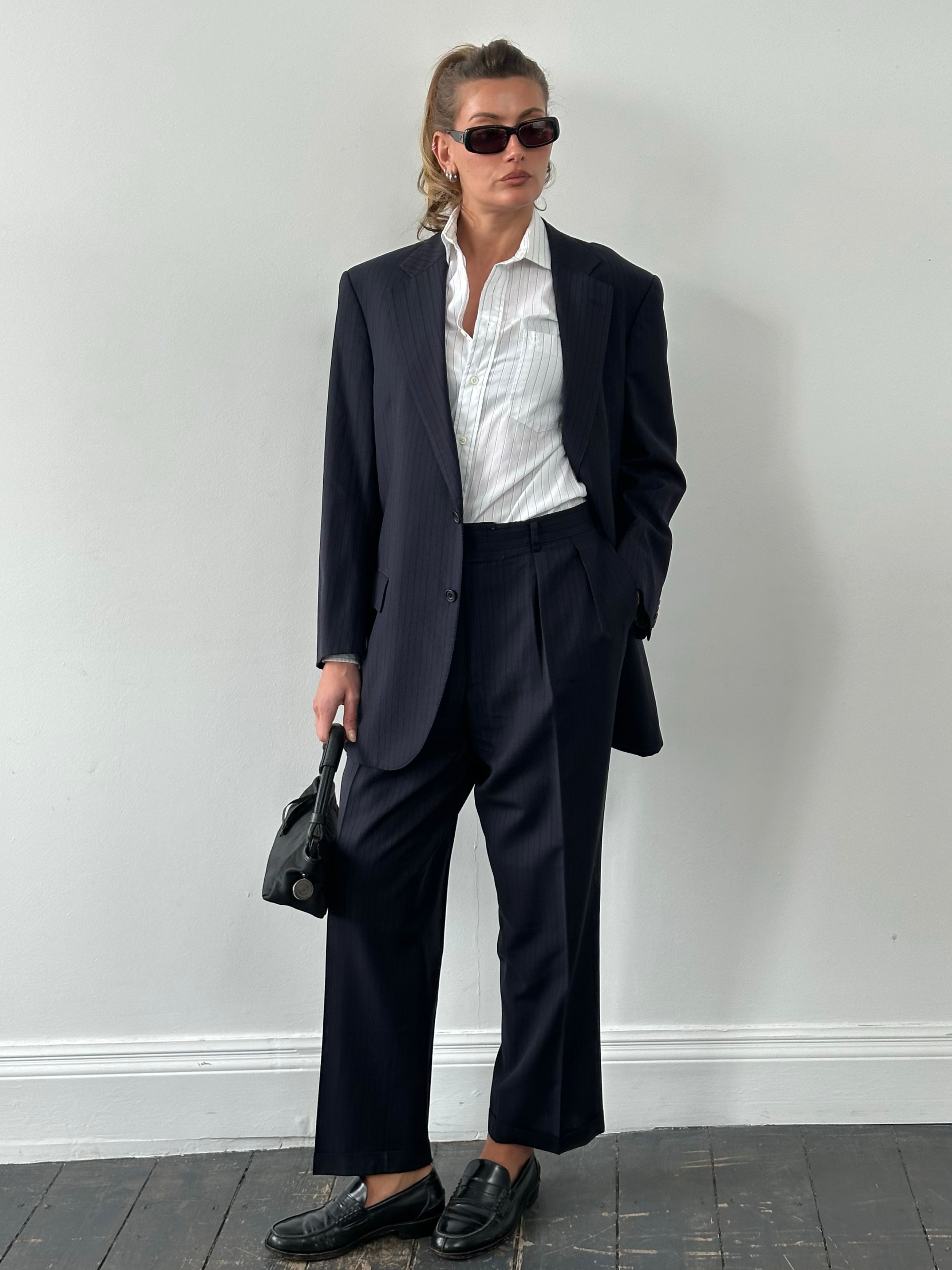 Burberry London 1990s Pure Wool Striped Suit - 42S/W34