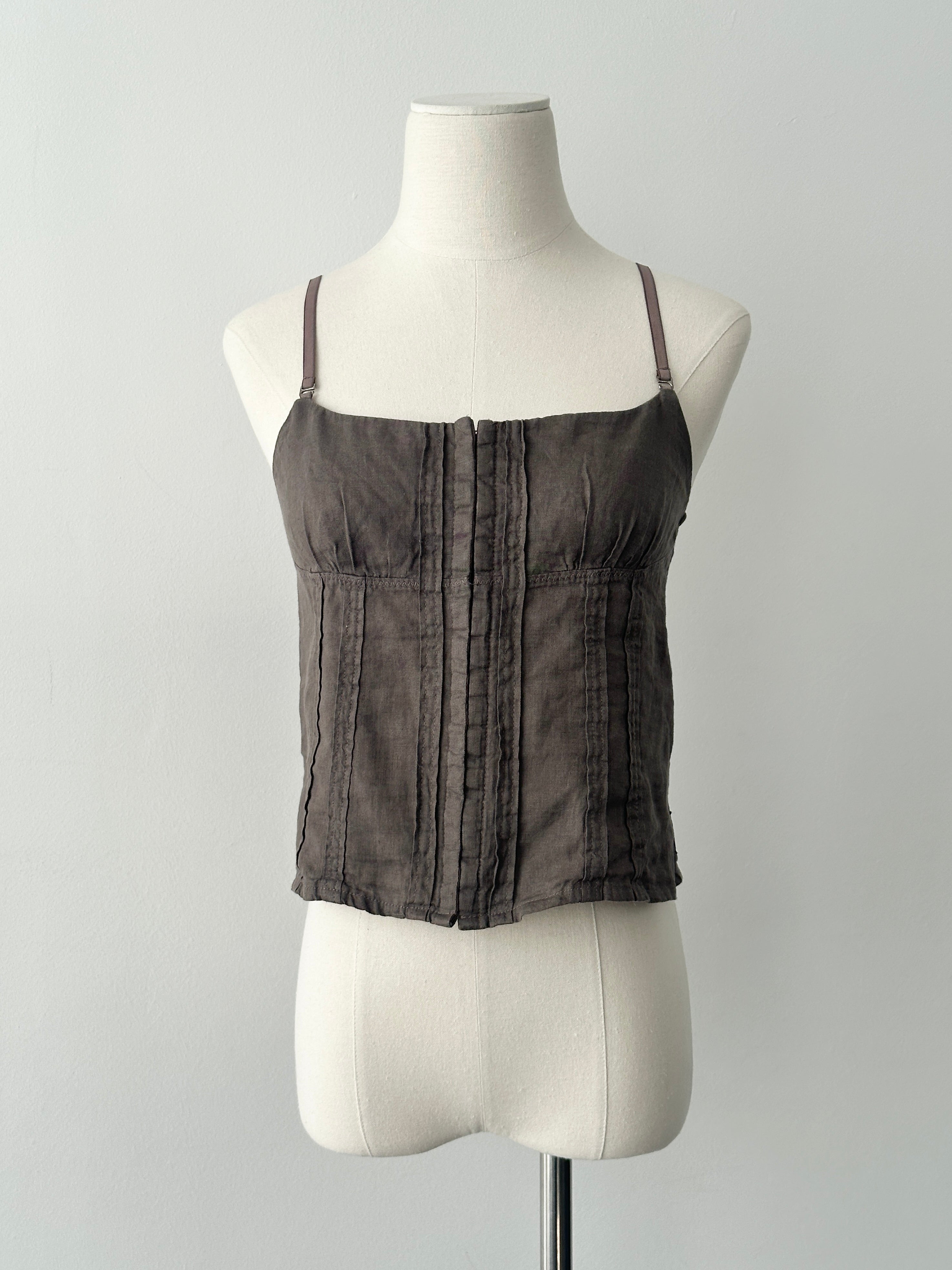Armani Jeans 1990s Pure Linen Corset Top - S