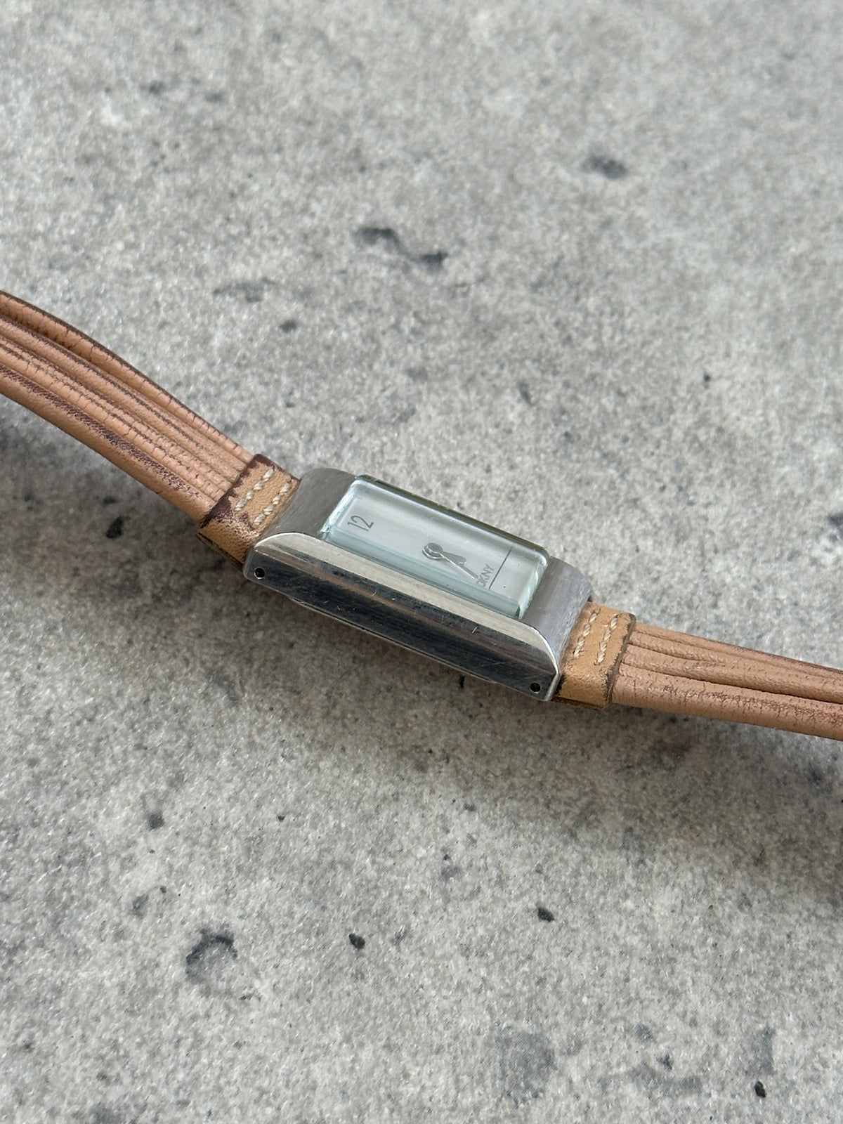 DKNY 2000s Leather Rectangular Quartz Watch