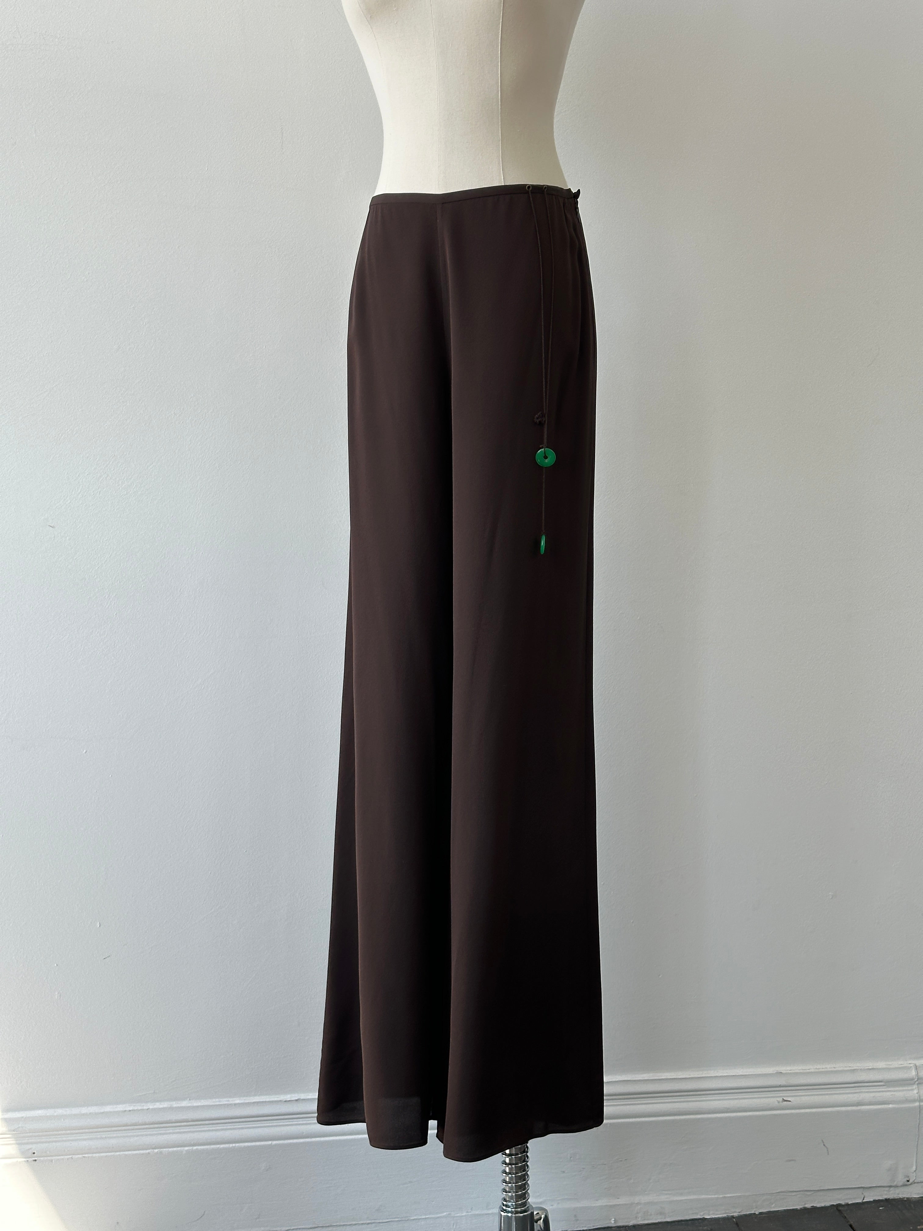 Vintage 2000s Pure Silk Wide Leg Trousers - W28