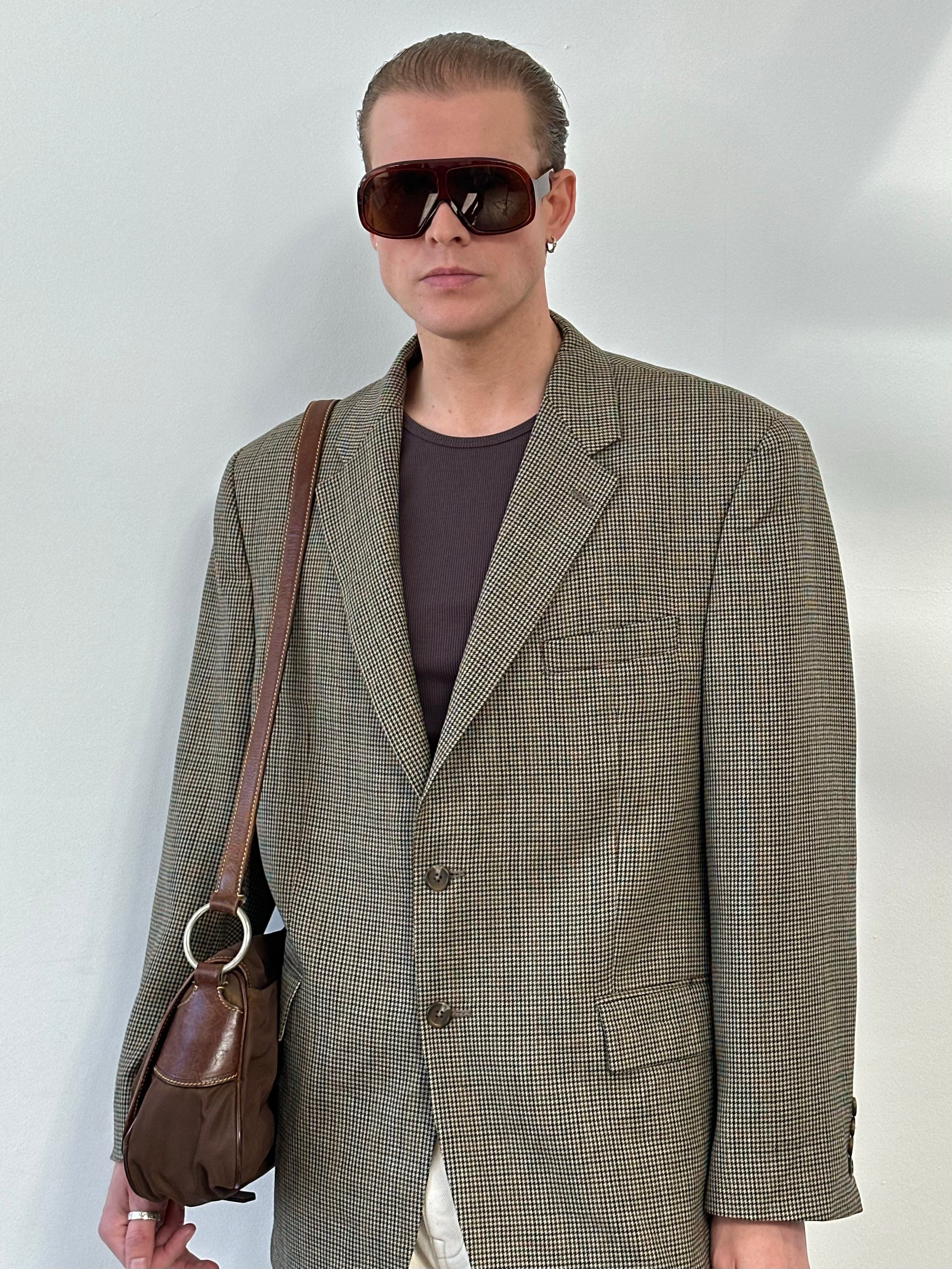 Ralph Lauren 1990s Pure Wool Houndstooth Blazer - 44R