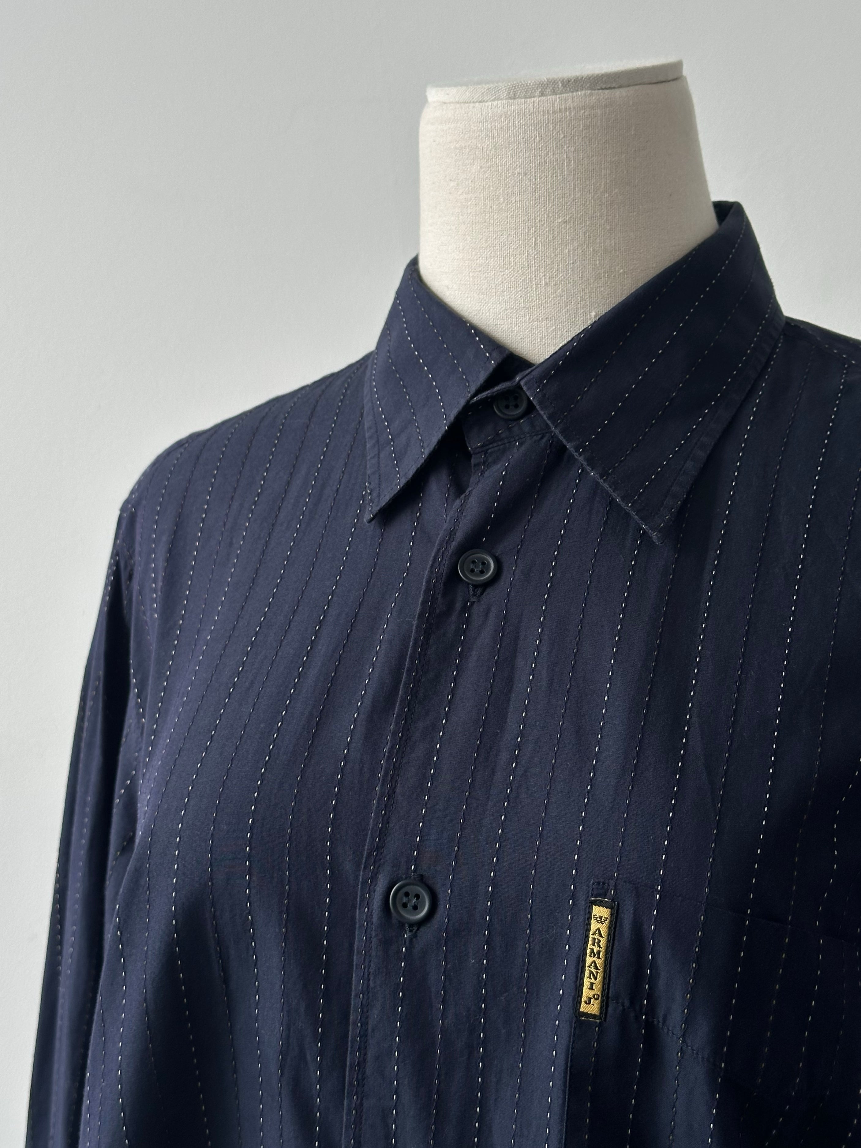 Armani Jeans 1990s Pure Cotton Striped Shirt - M/L