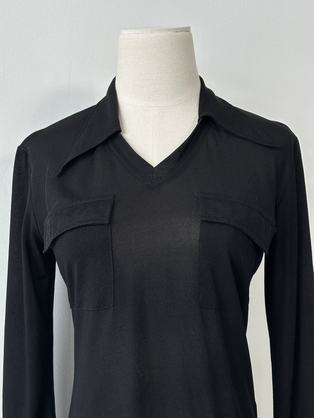 Vintage 2000s Semi Sheer Daggar Collar Top - S