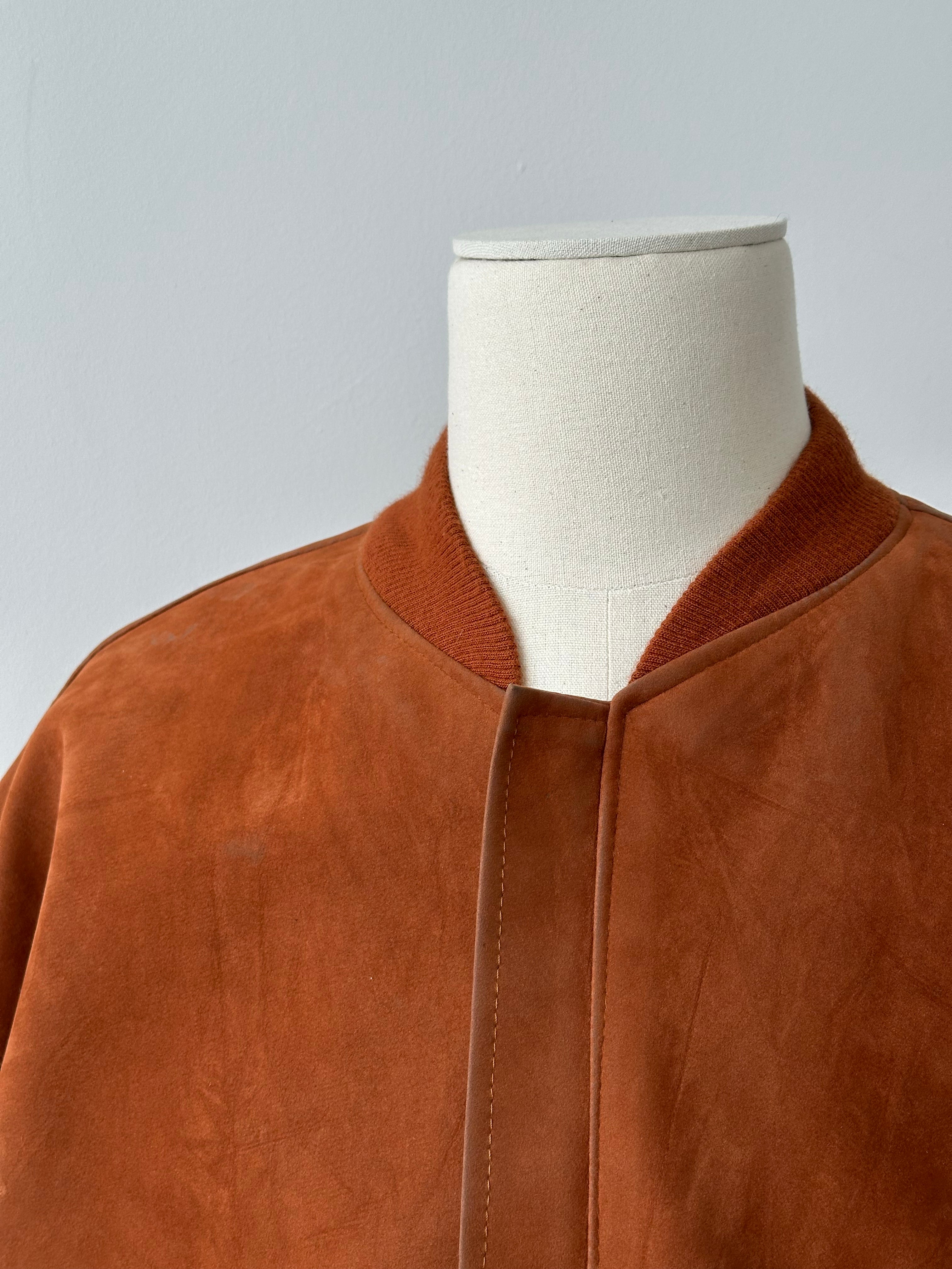 Vintage 1990s Faux Suede Bomber Jacket - M