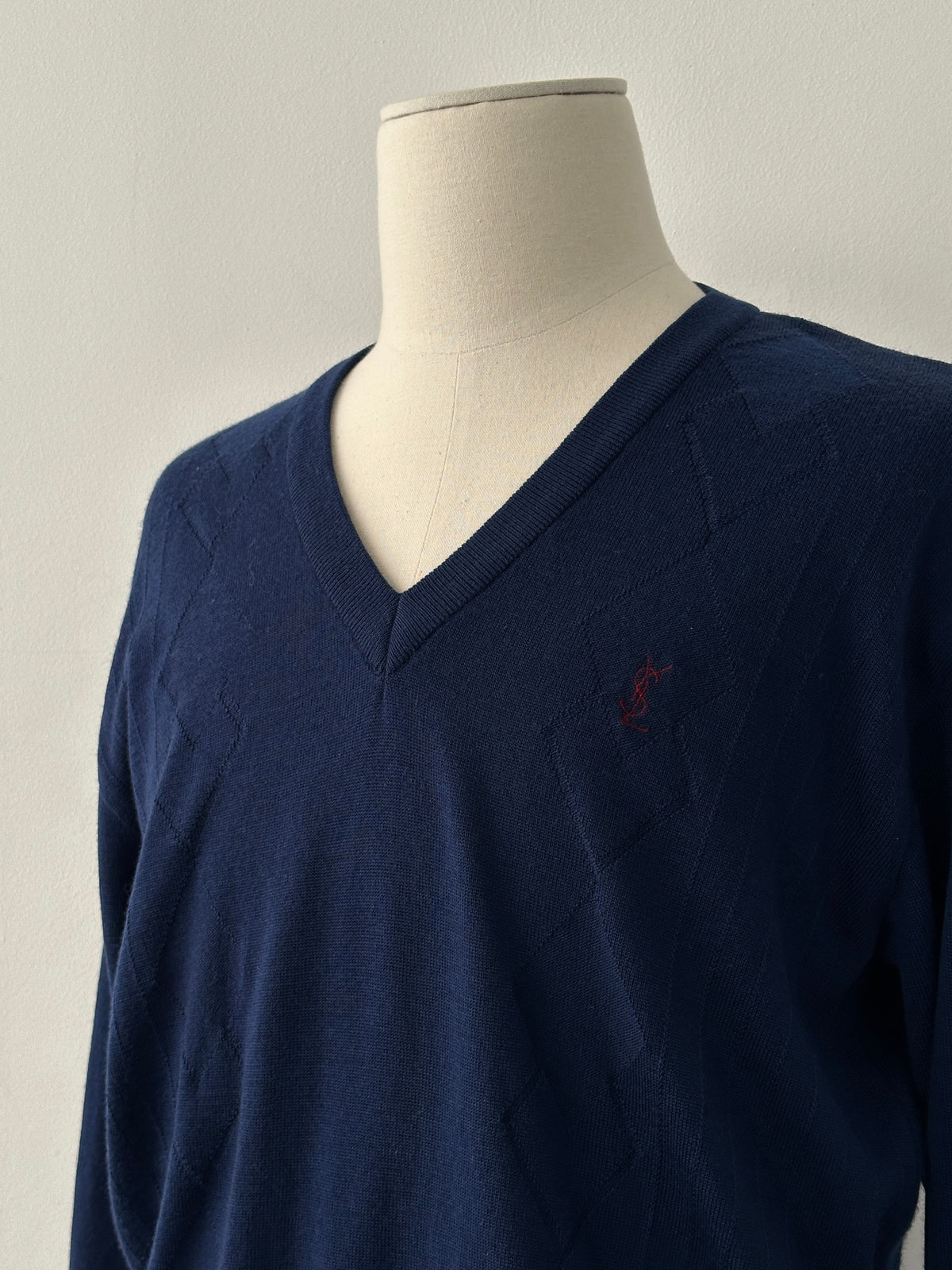 Yves Saint Laurent Pour Homme 1990s Pure Wool V Neck Jumper - M