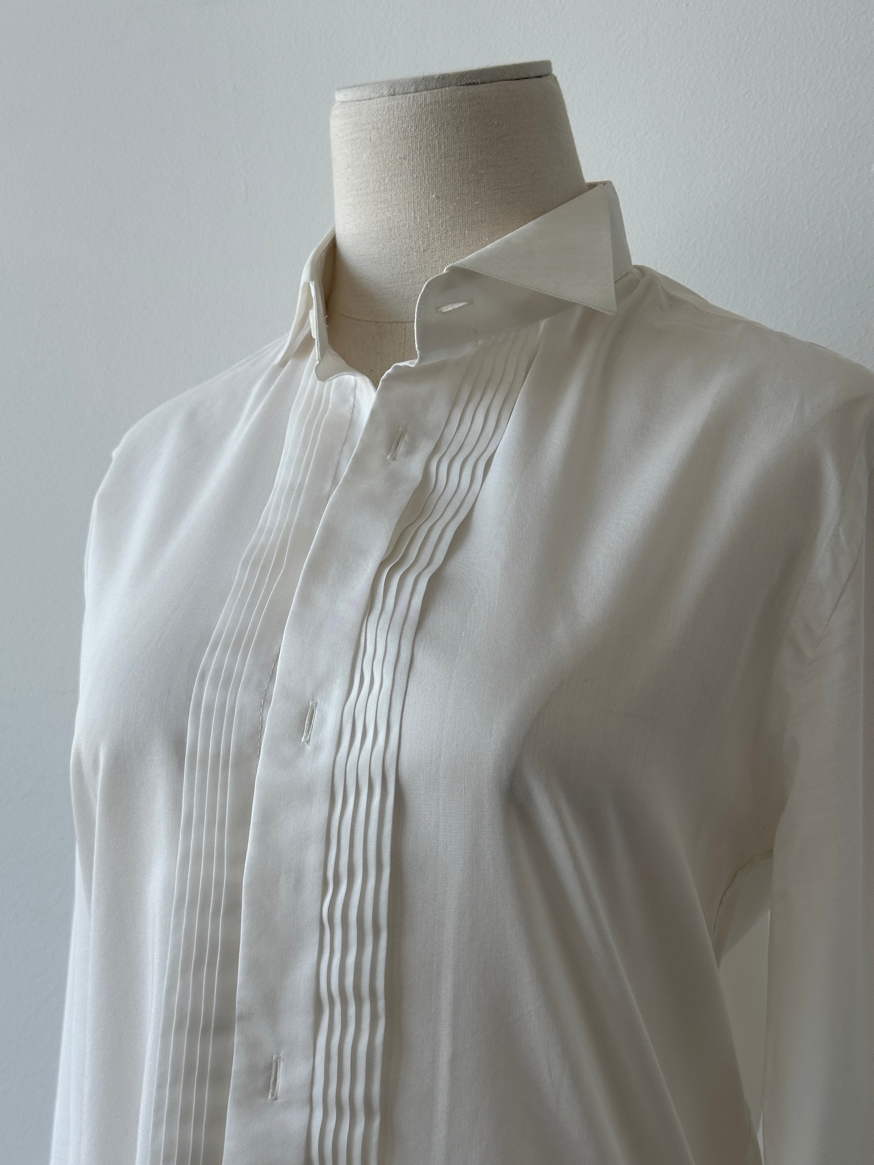 Vintage 2000s Cotton Tuxedo Dress Shirt - S