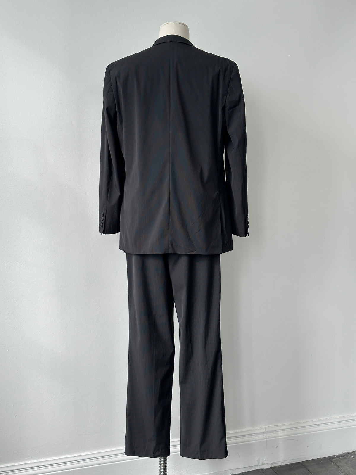 Vintage 2000s Wool Pinstripe High Neck Tailored Suit - 44R/W34