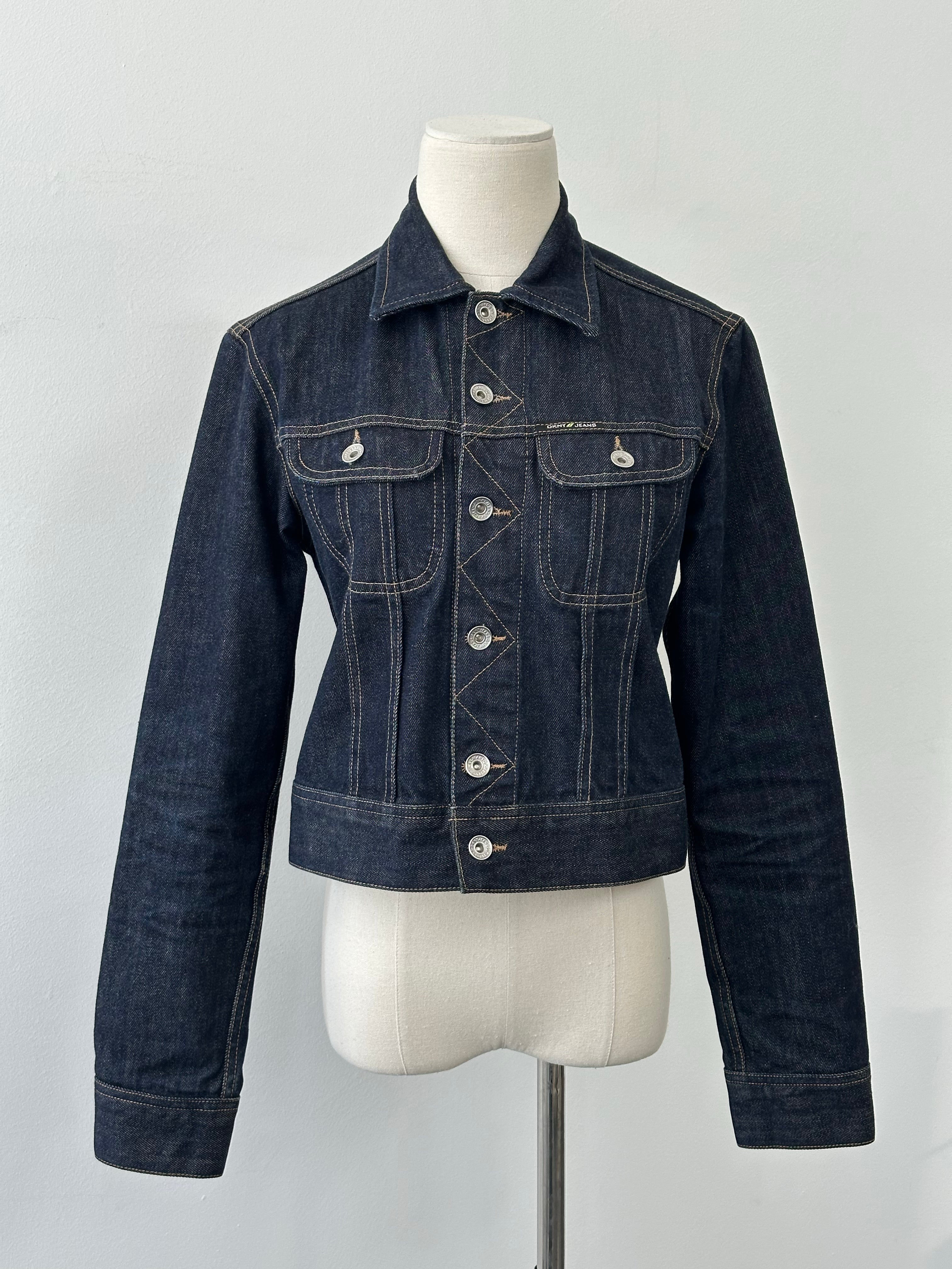 DKNY Jeans 2000s Pure Cotton Fitted Denim Jacket - S