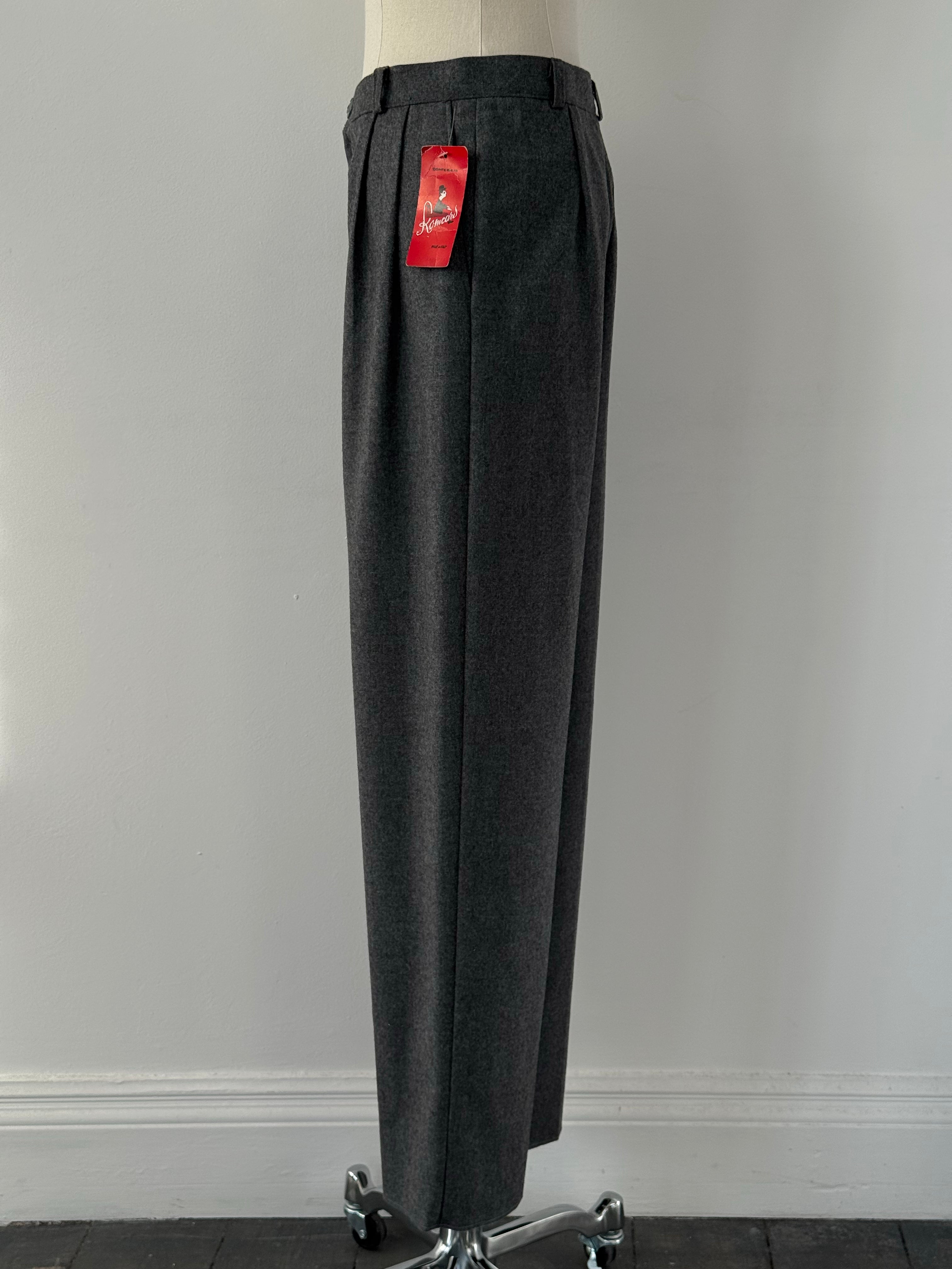 Italian Vintage 1980s Pure Wool Straight Leg Trouser - W26
