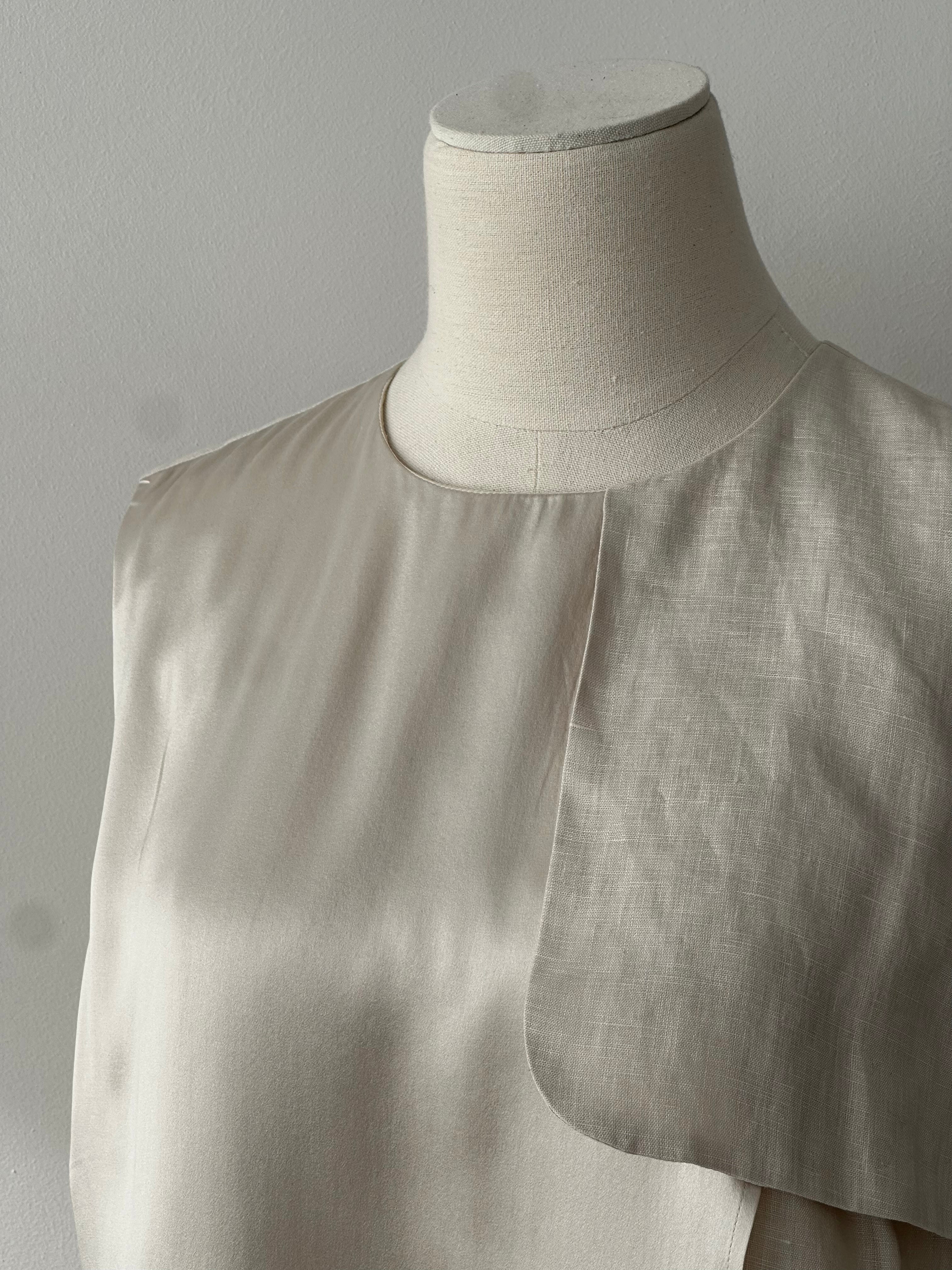 Max Mara 1990s Silk Linen Asymmetric Sleeveless Top - M