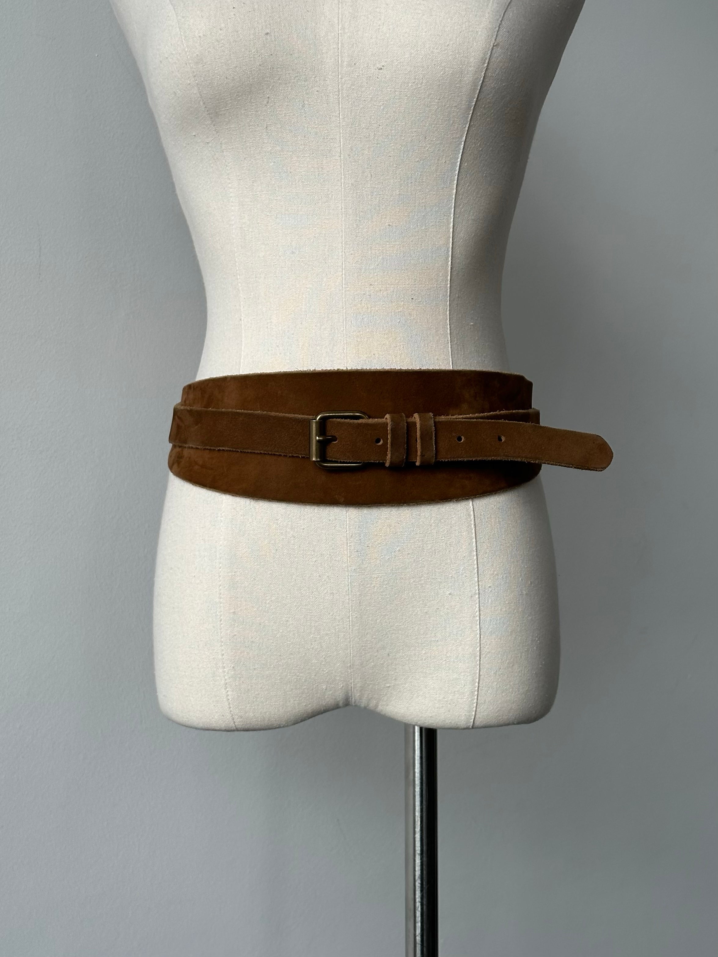 Italian Vintage 1990s Suede Chunky Wrap Belt - W26-28