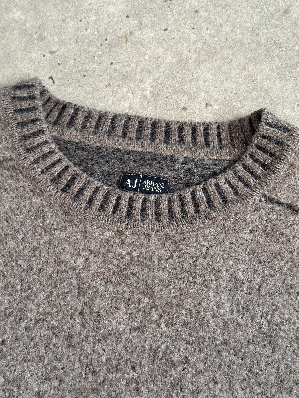 Armani Jeans 1990s Wool Knit Round Collar Jumper - S