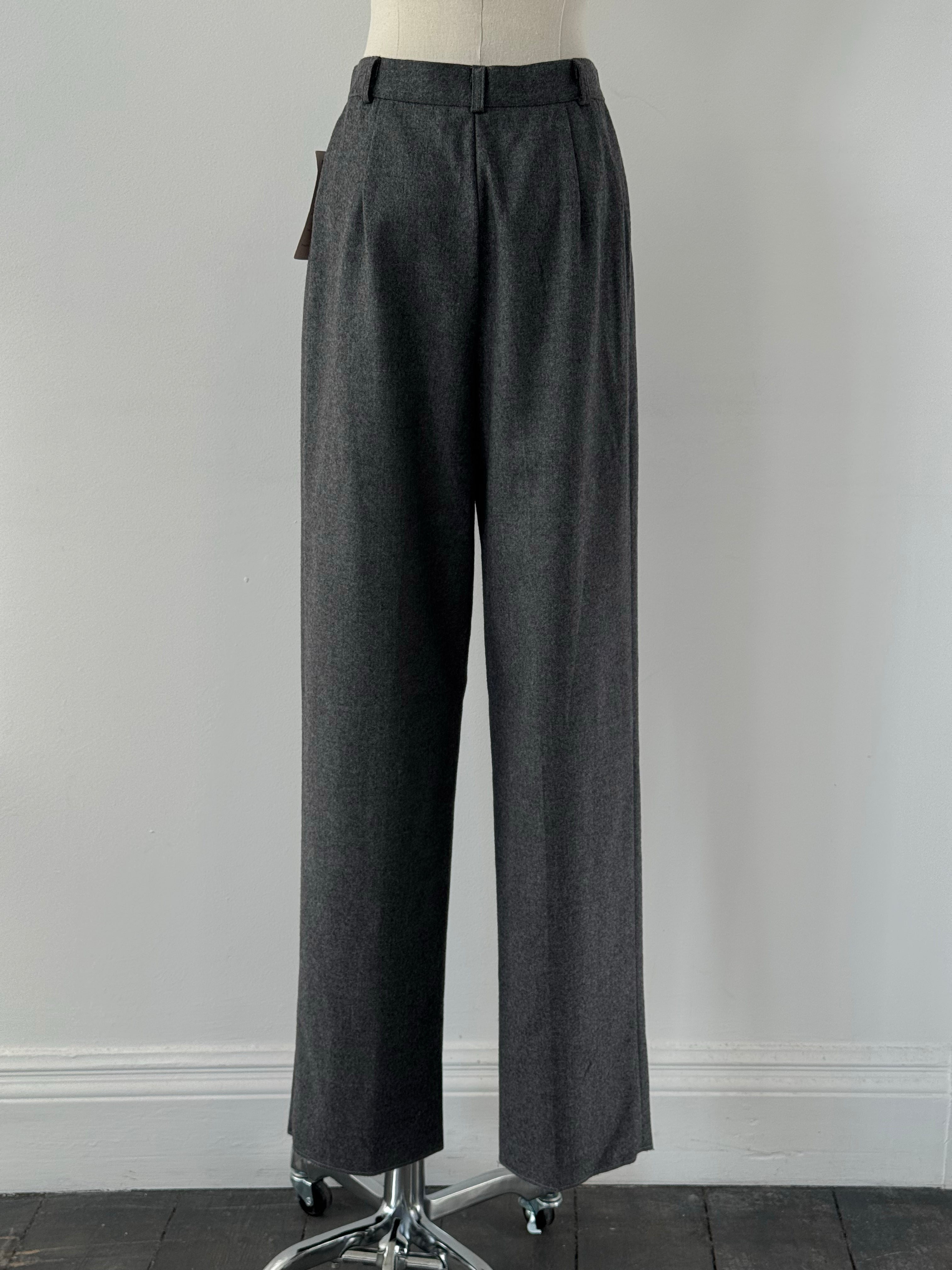 Italian Vintage 1980s Pure Wool Straight Leg Trouser - W26