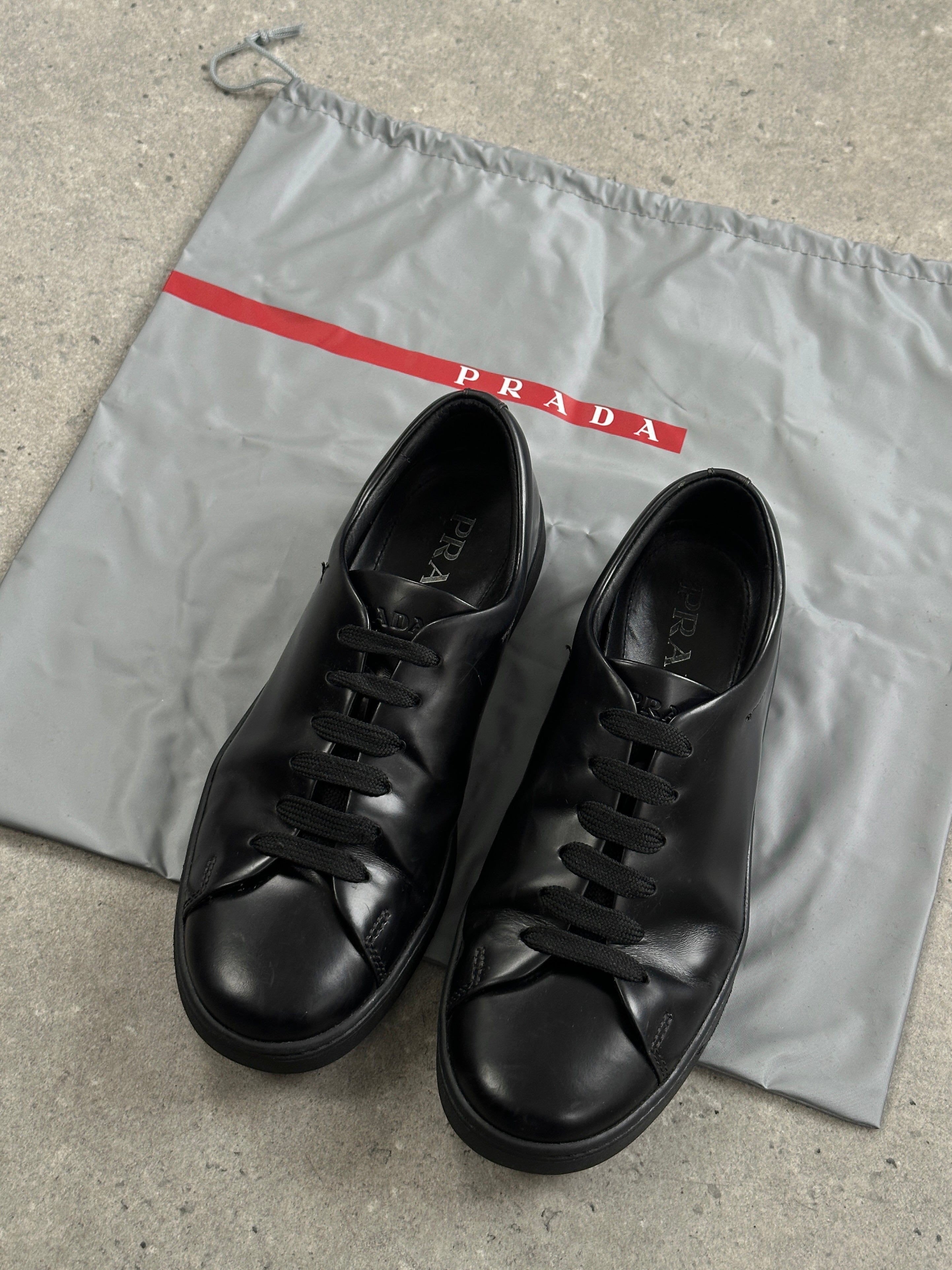 Prada Sport 2000s Leather Minimal Lace Up Trainers - UK 5.5