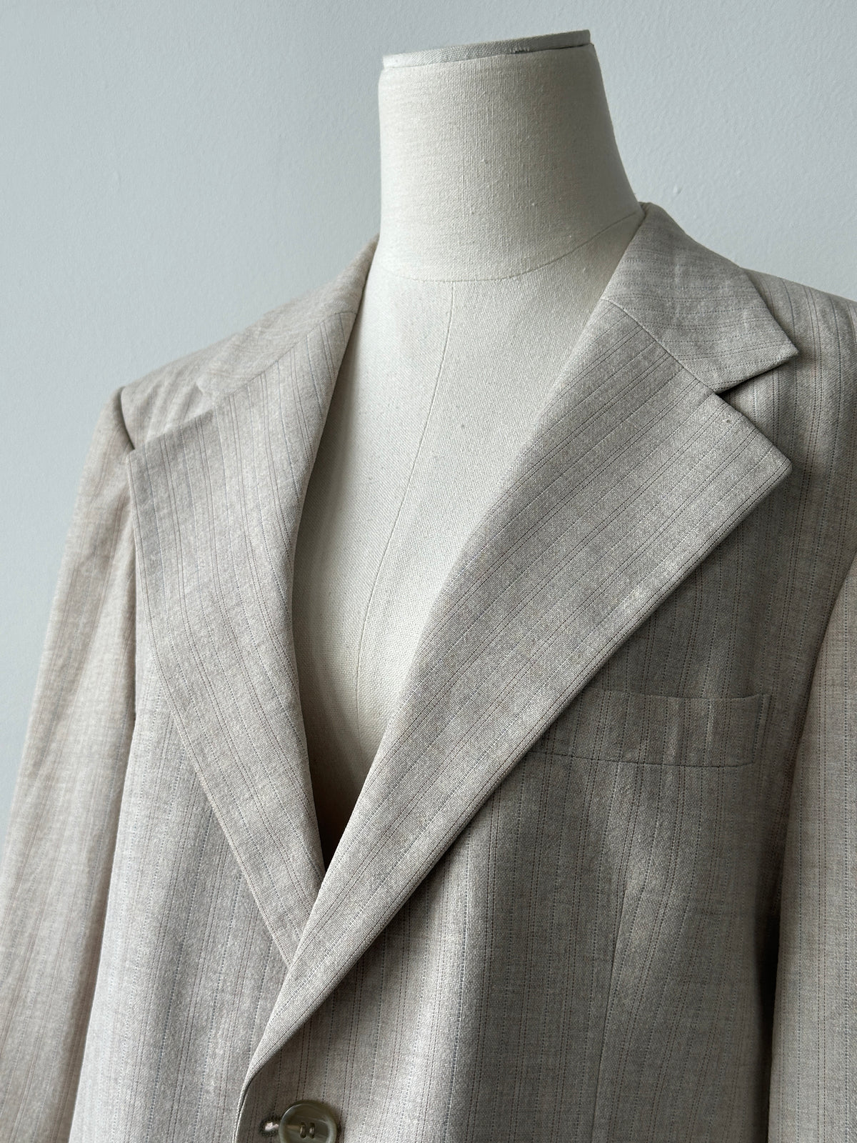 Yves Saint Laurent 1980s Wool Stripe Single Breasted Blazer - M