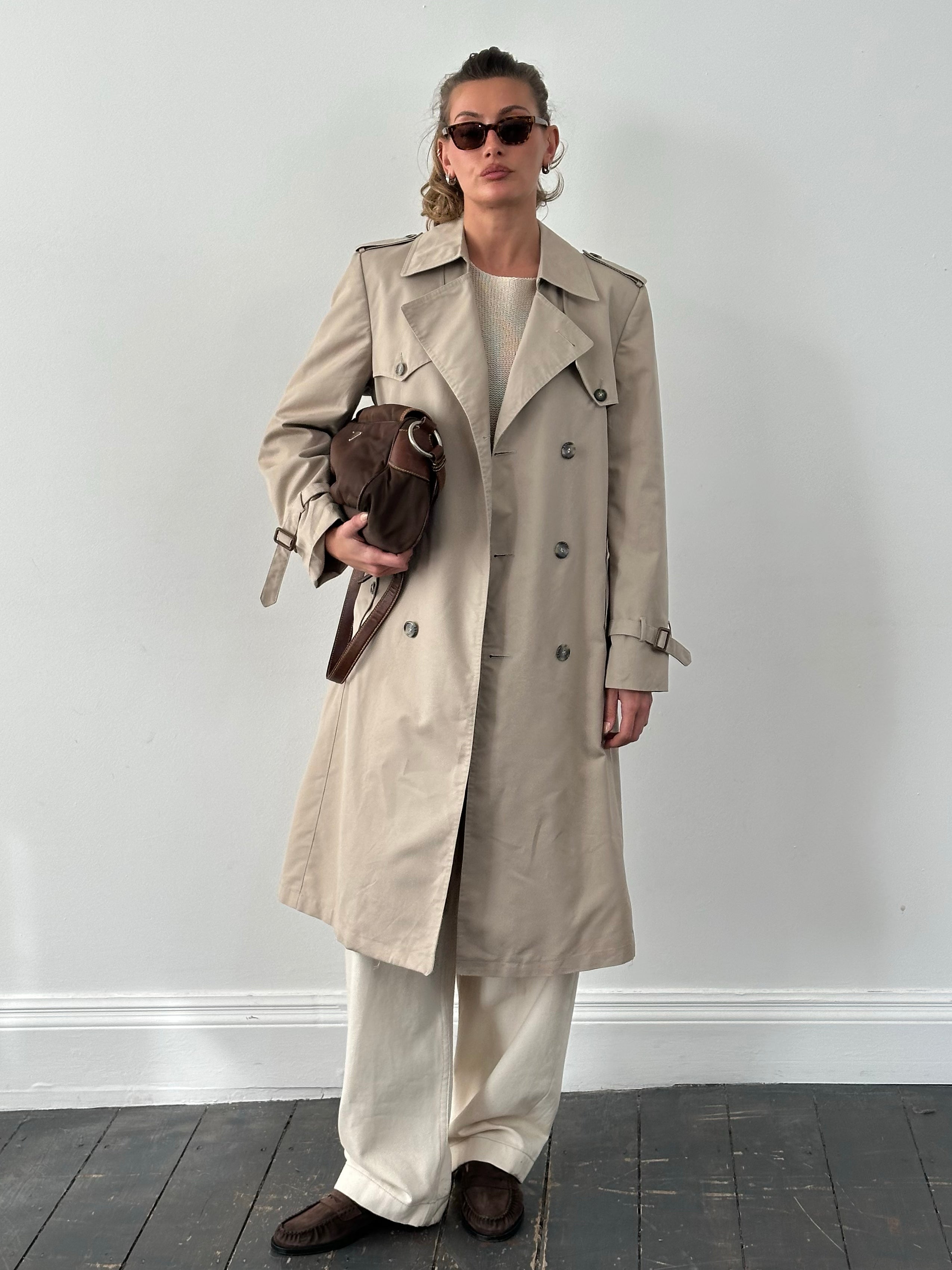 Christian Dior 1980s Cotton Double Breasted Trench Coat - M