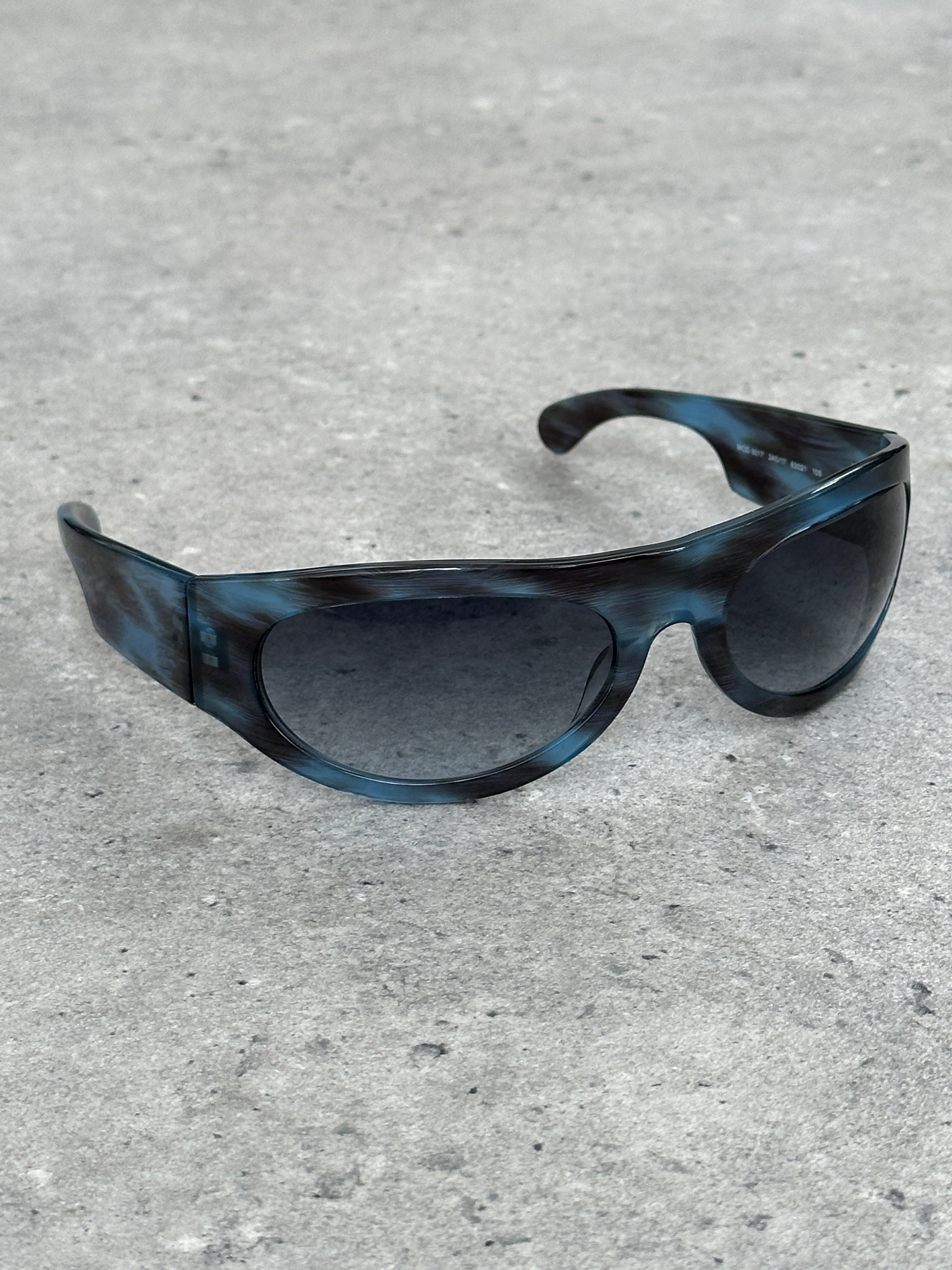 Versace Versus 2000s Marbled Wrap Shield Logo Sunglasses