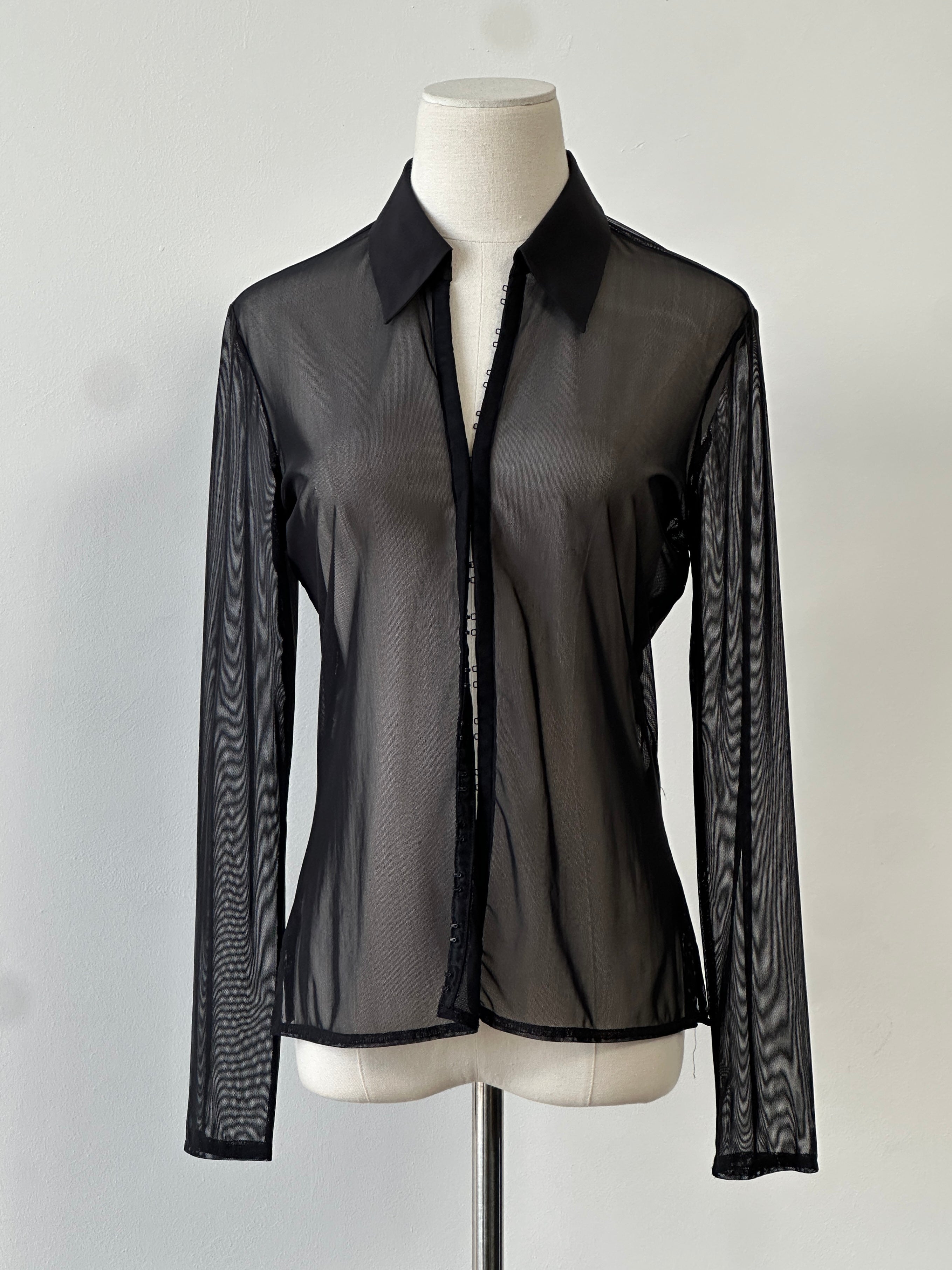 St Michael 2000s Sheer Hook & Eye Front Shirt - S