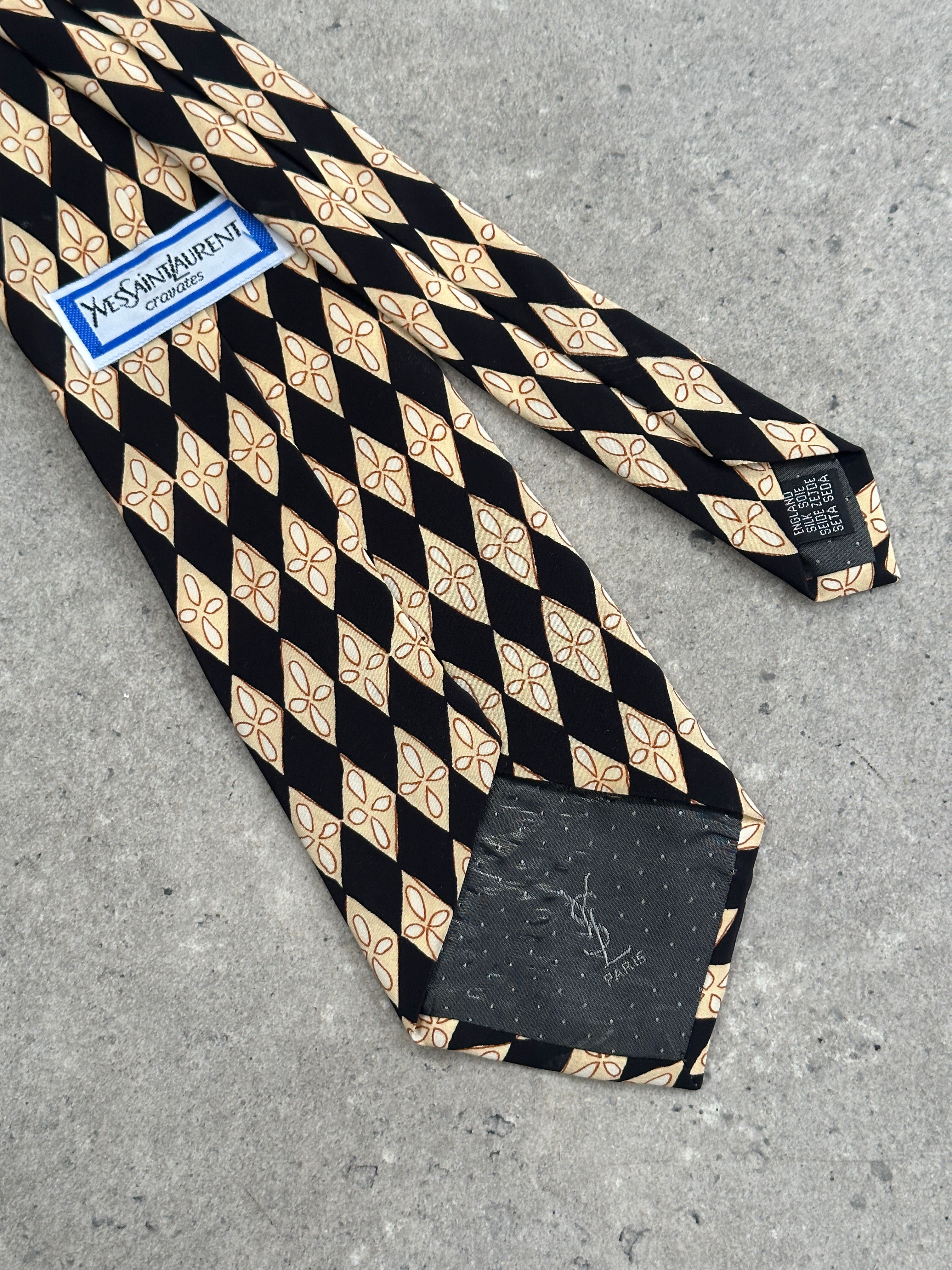 Yves Saint Laurent Cravates 1980s Pure Silk Logo Tie