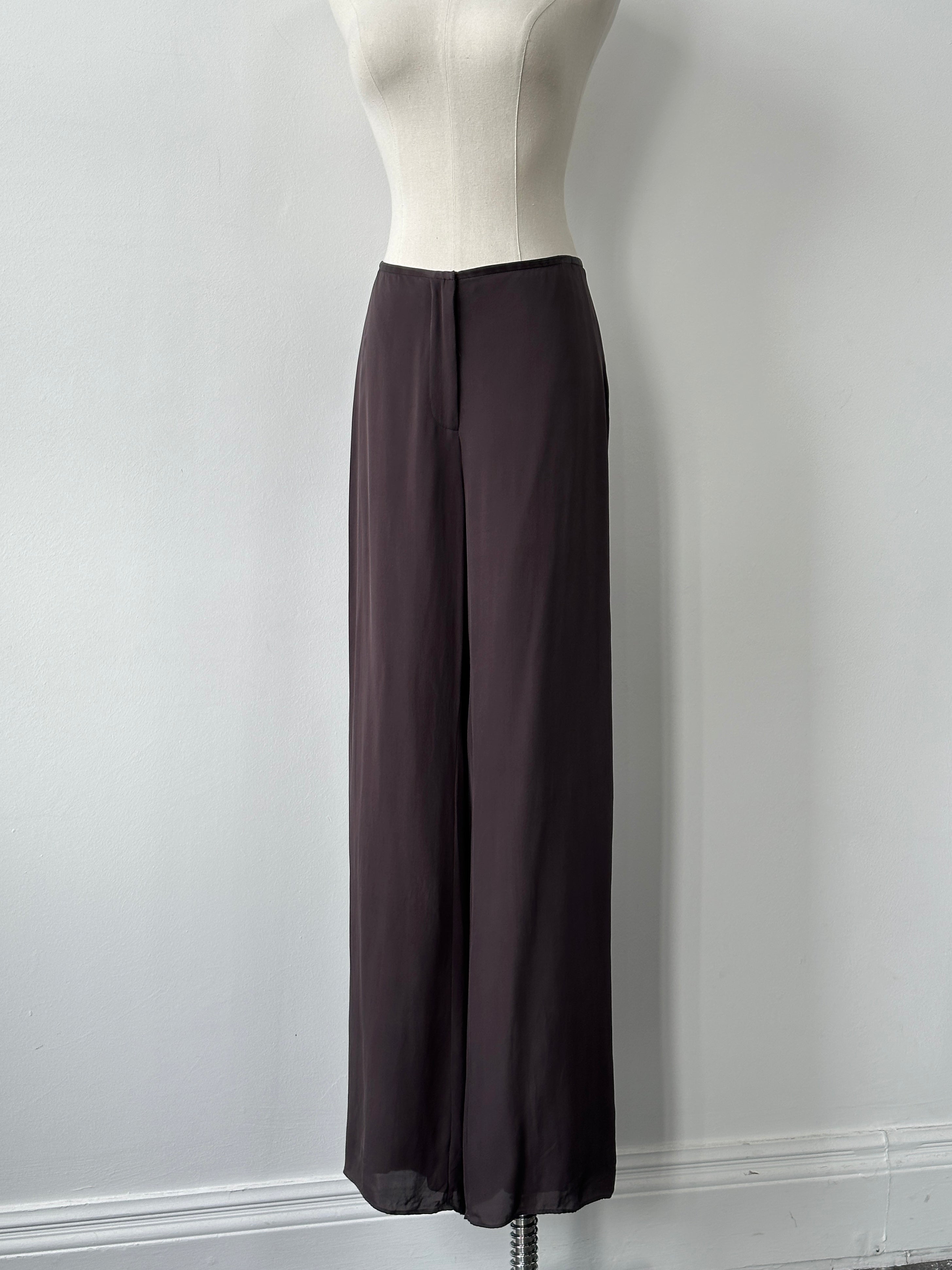 Vintage 2000s Pure Silk Wide Leg Trousers - W28