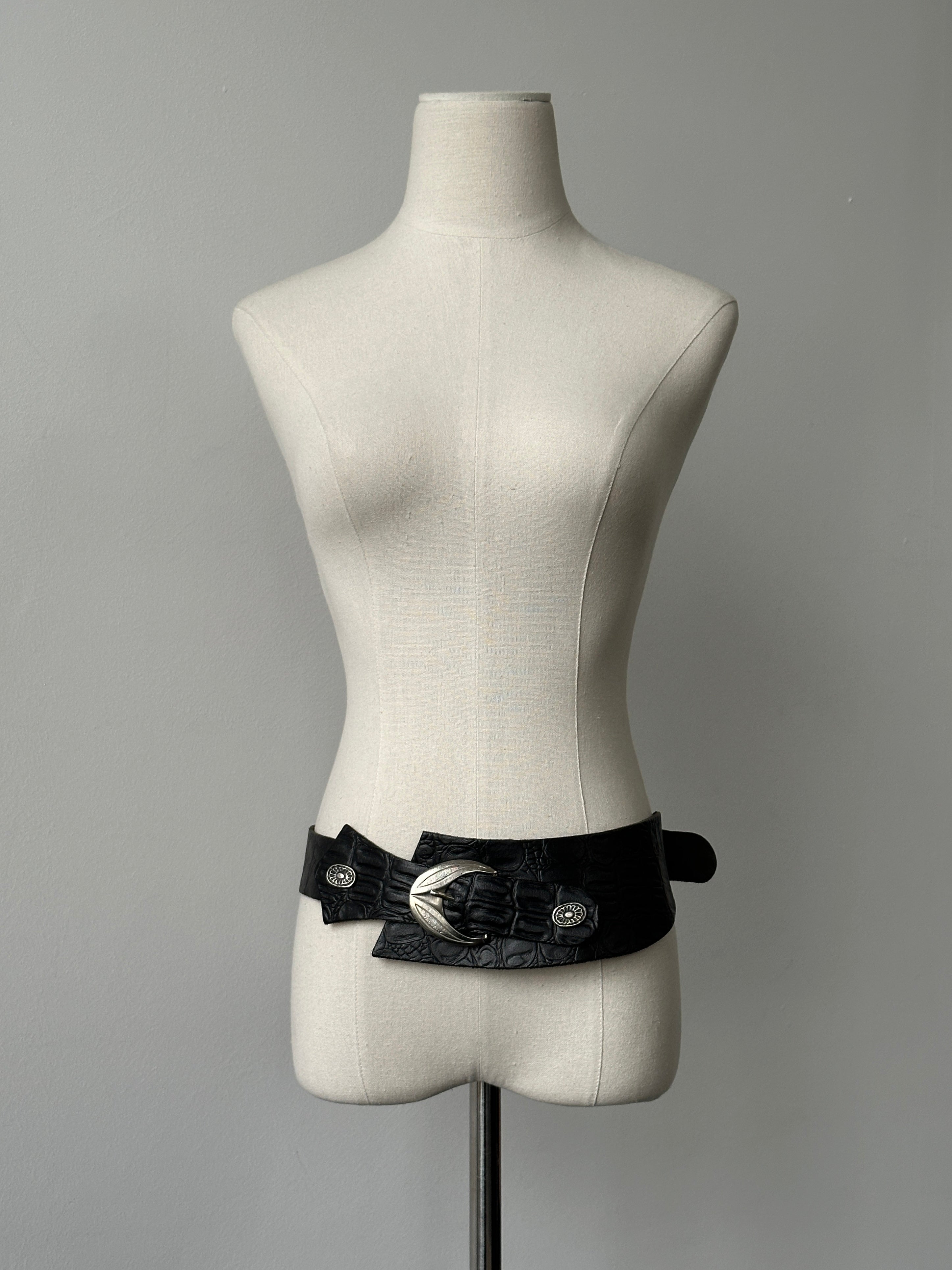 Vintage 1990s Leather Chunky Belt - W30-34