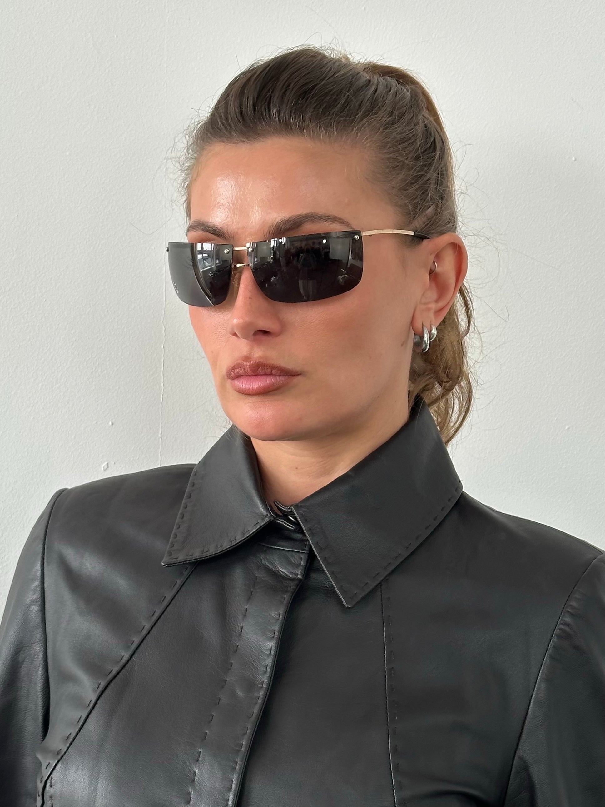 Gucci 2000s Rimless Shield Logo Sunglasses
