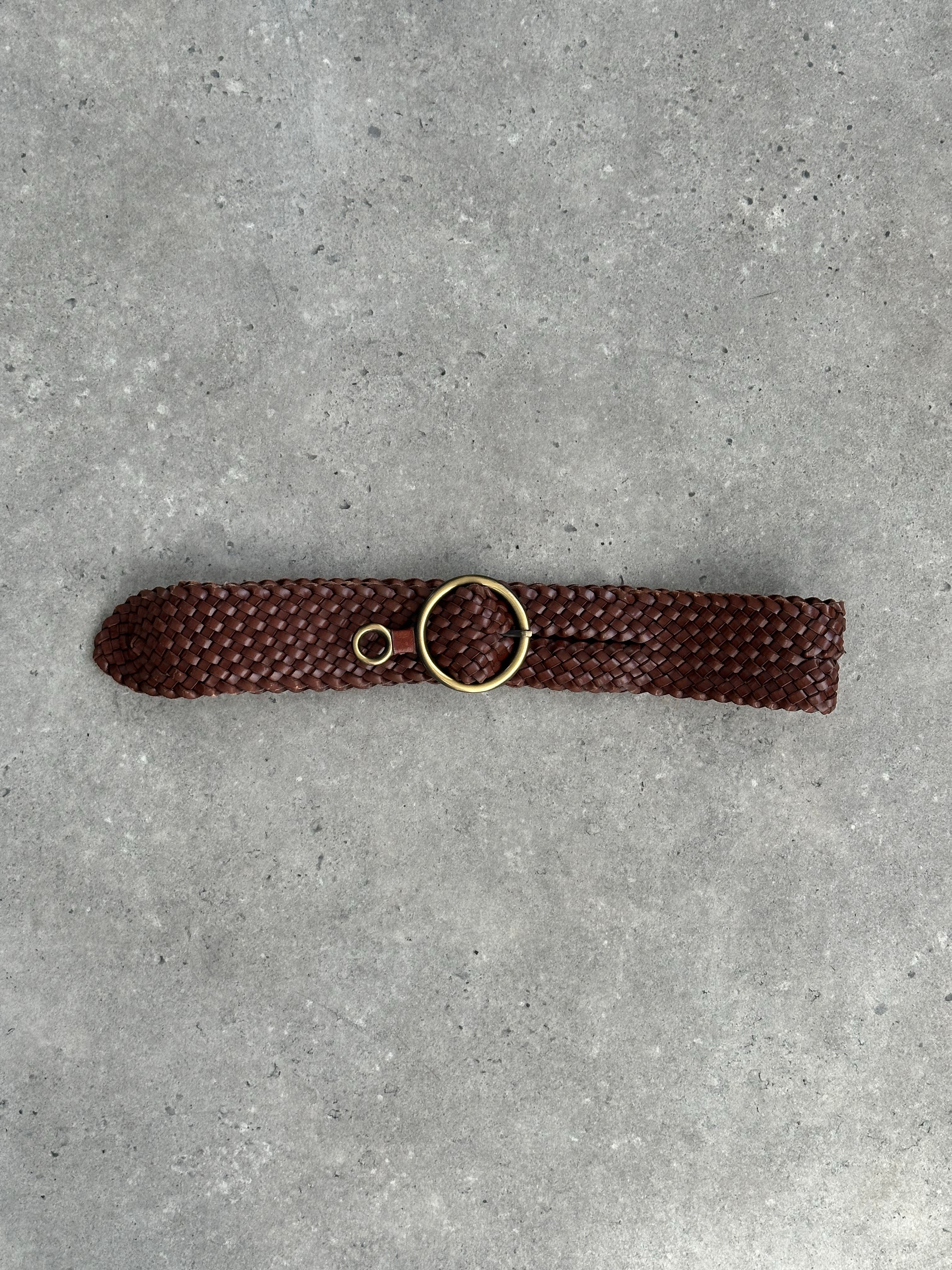 Vintage 1990s Leather Woven Belt - W24-29