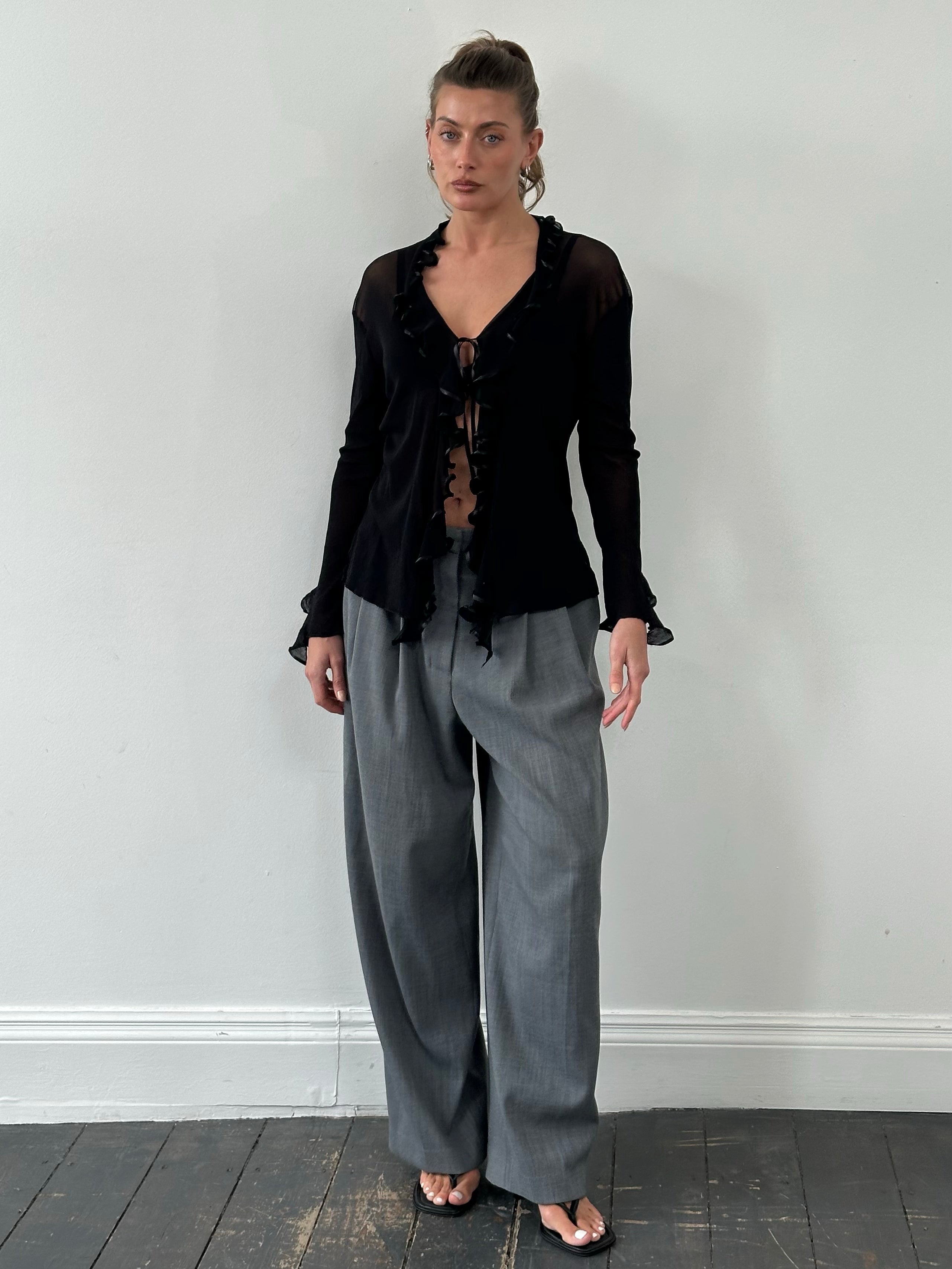 Italian Vintage 1990s Sheer Ruffle Top - M/L