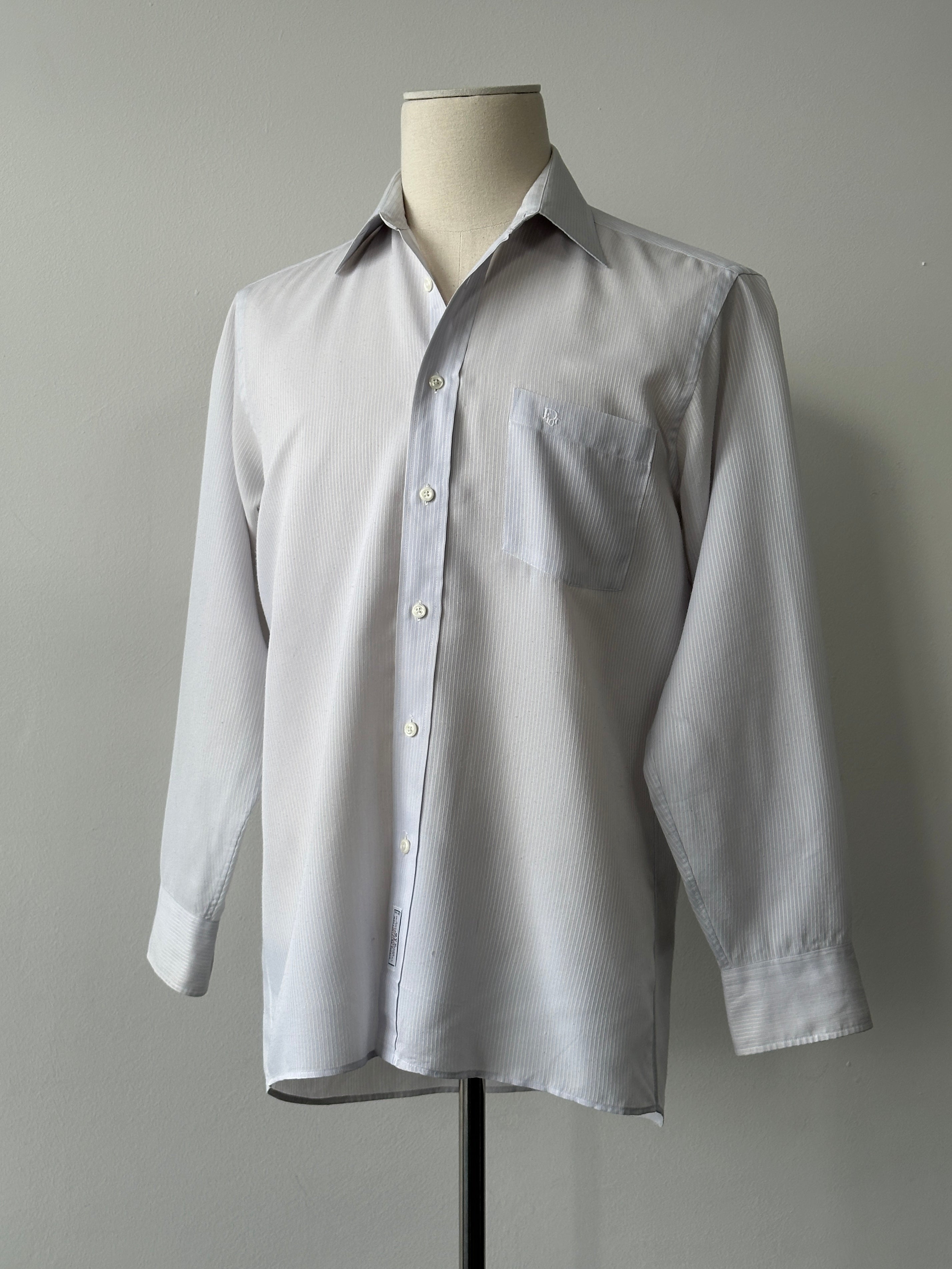 90s Christian DIOR ストライプボックスシャツ 名作 HOMME Christian Dior Chemises 1990s Striped Logo Shirt - L | SYLK