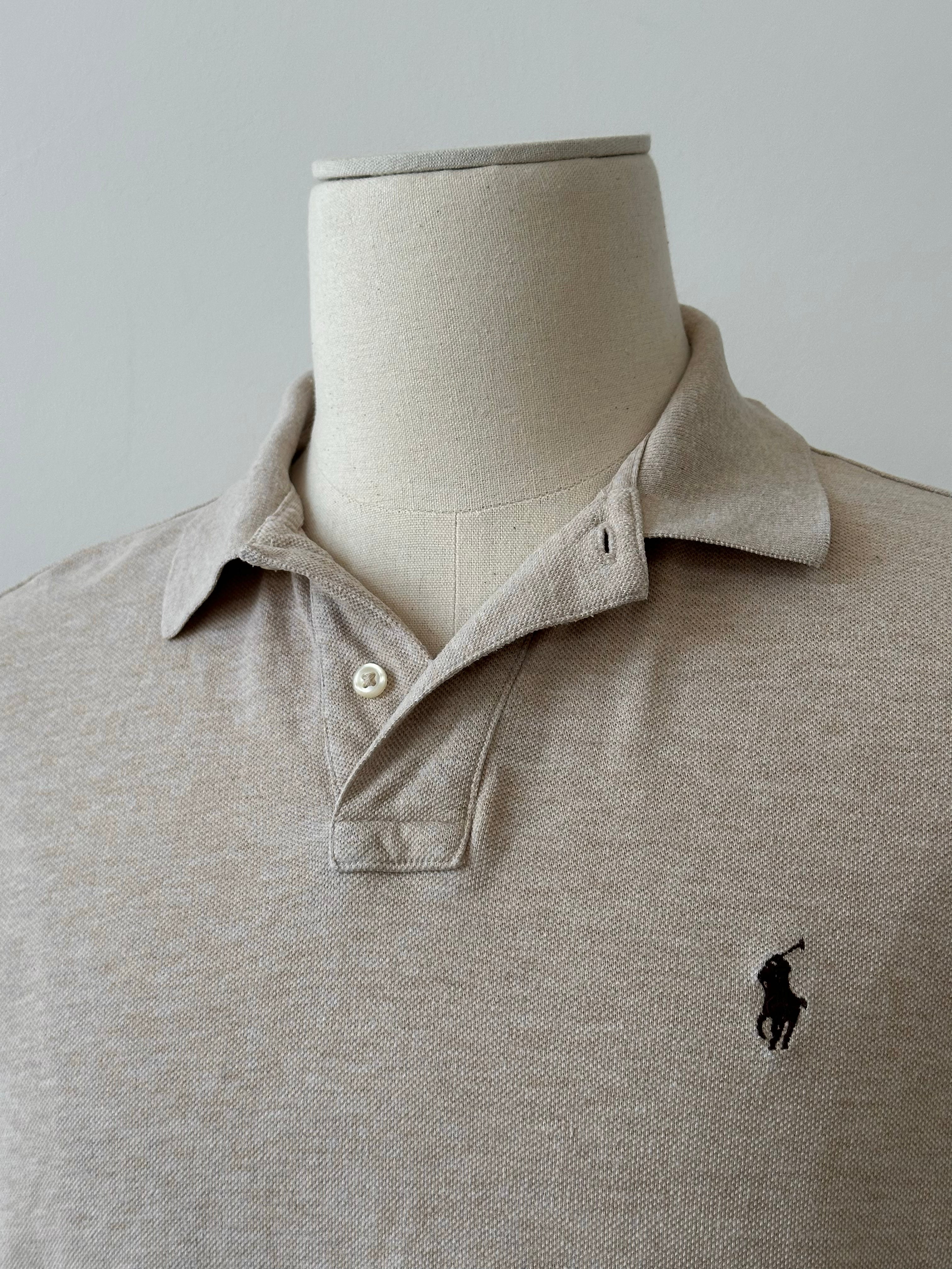Ralph Lauren Polo 2000s pure cotton jumper in size M, navy blue with classic polo logo, displayed on a hanger.