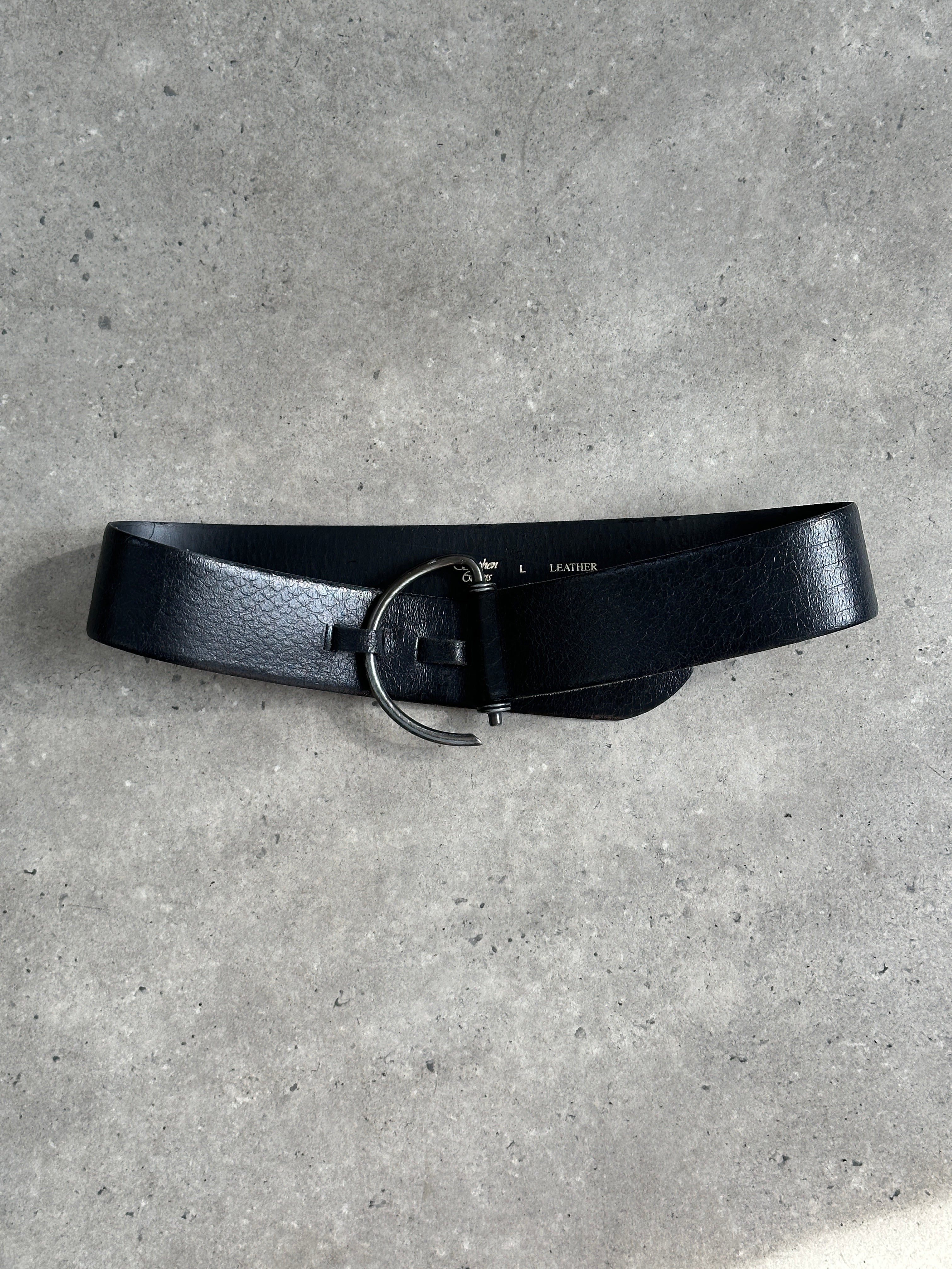 Vintage 1990s Leather Chunky D Ring Belt - W35-38
