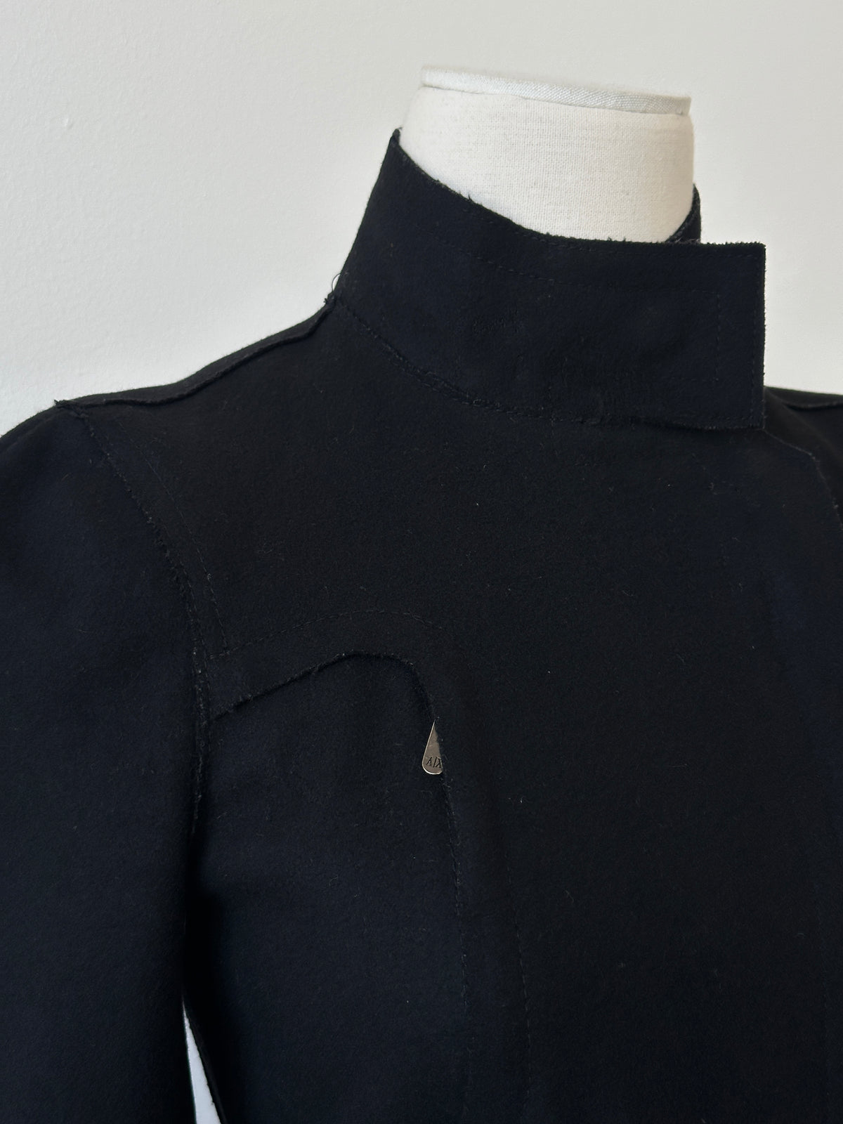 Armani Exchange 2000s Wool Funnel Neck Fitted Coat - XS
