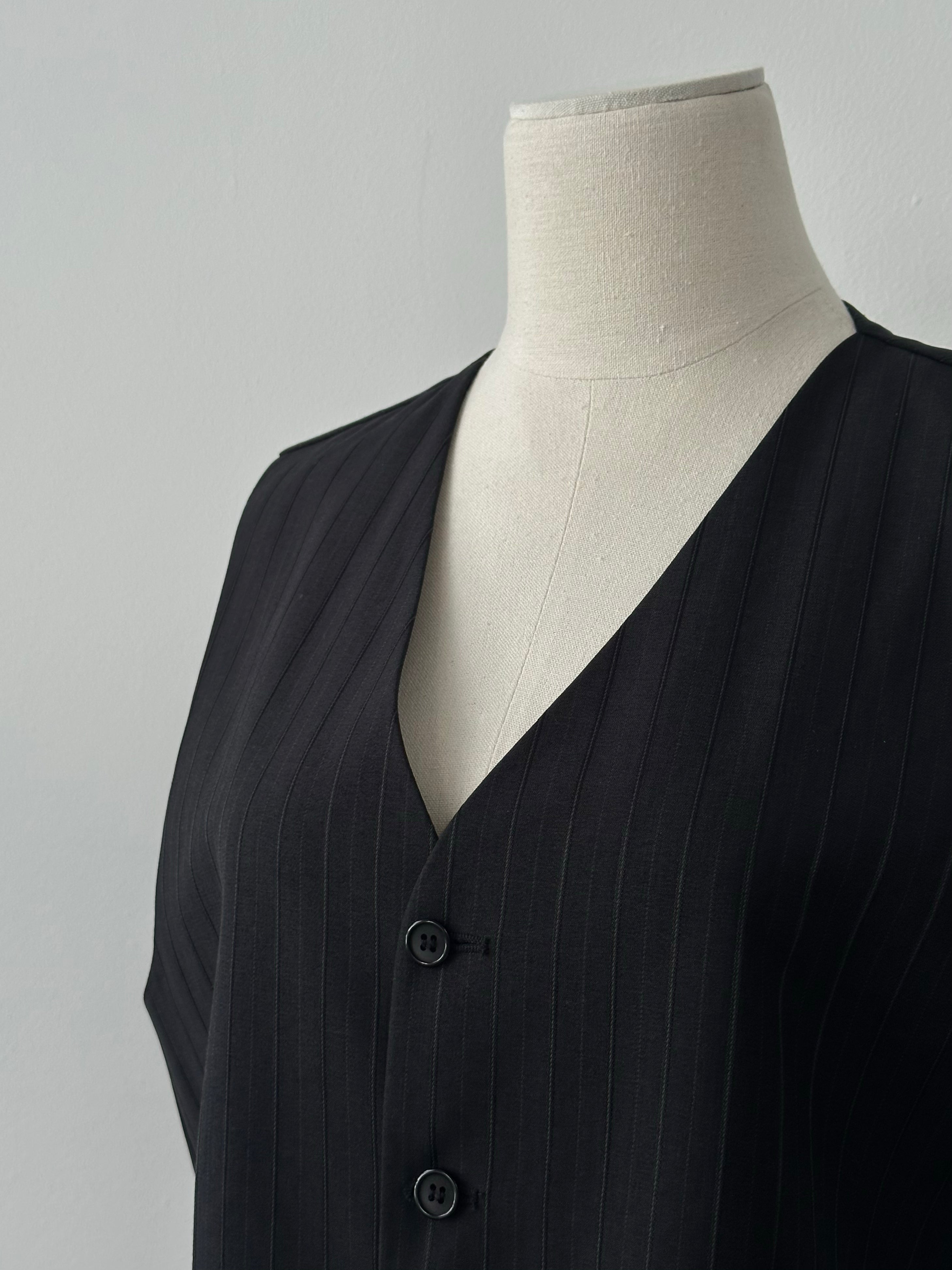 Vintage 1990s Striped Tailored Waistcoat - M