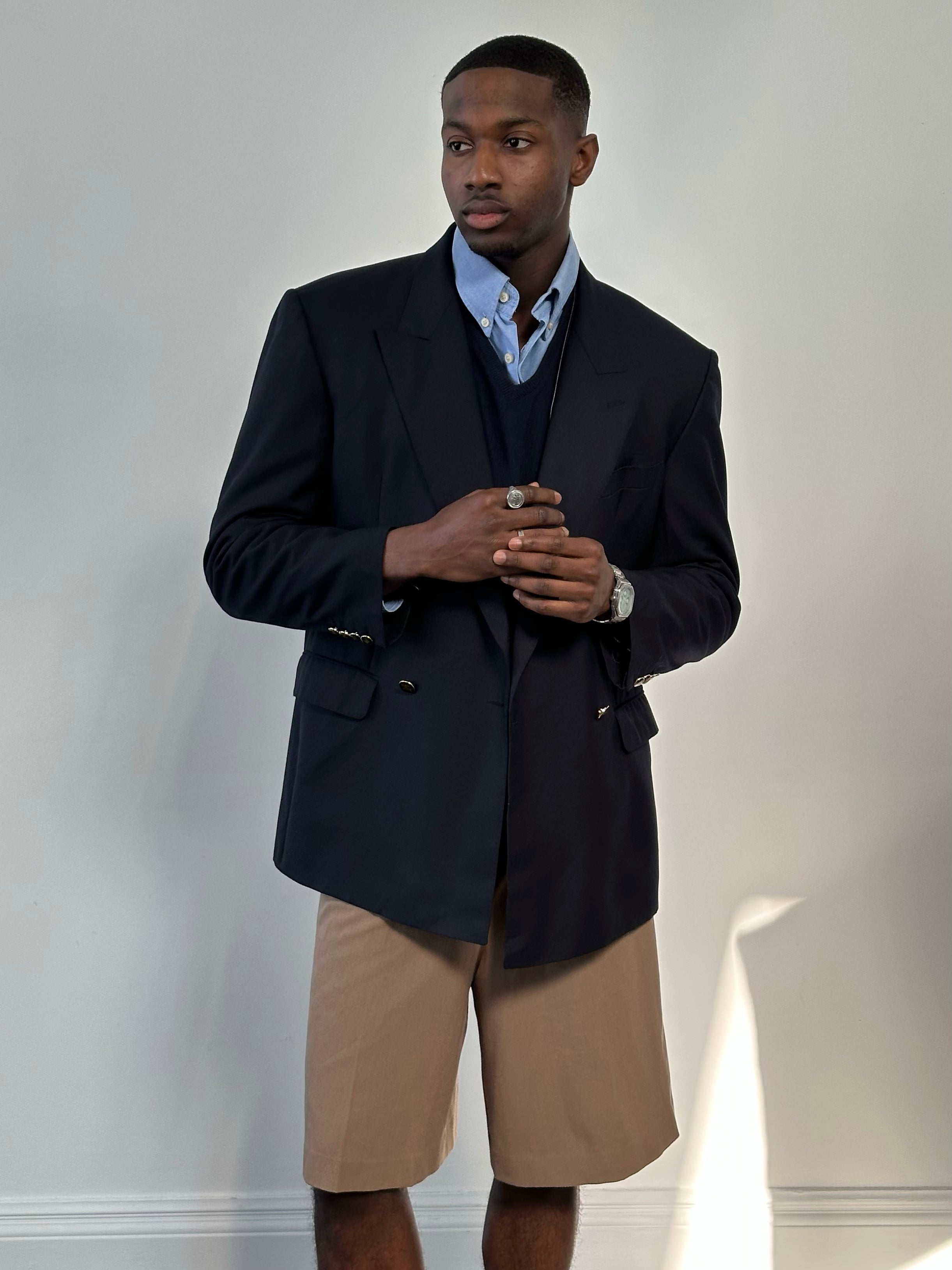 Burberry 1990s Bespoke Button Wool Double Breasted Blazer - 42R/XL