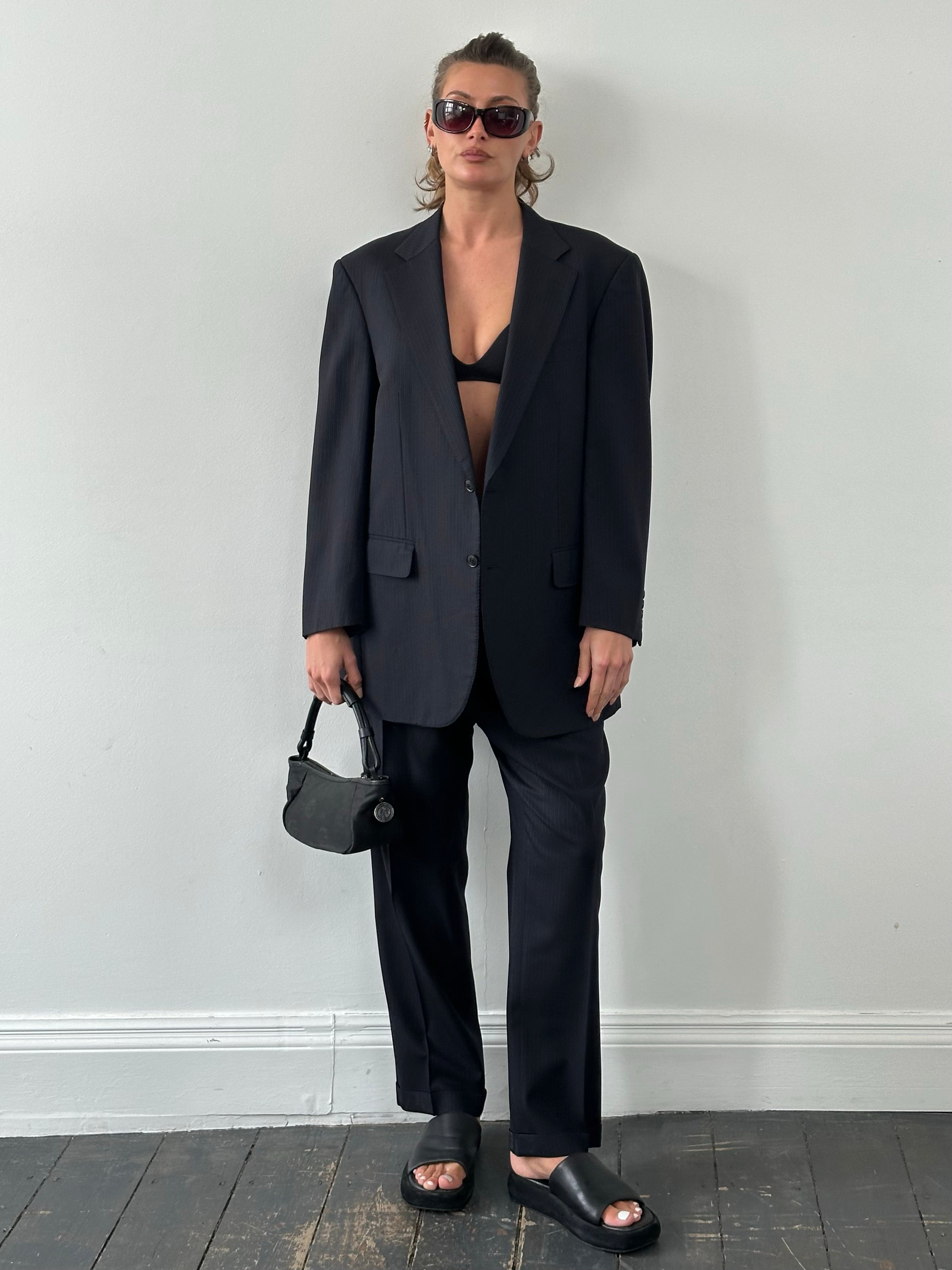 Burberry 2000s Wool Stripe Single Breasted Suit - 44R/W32