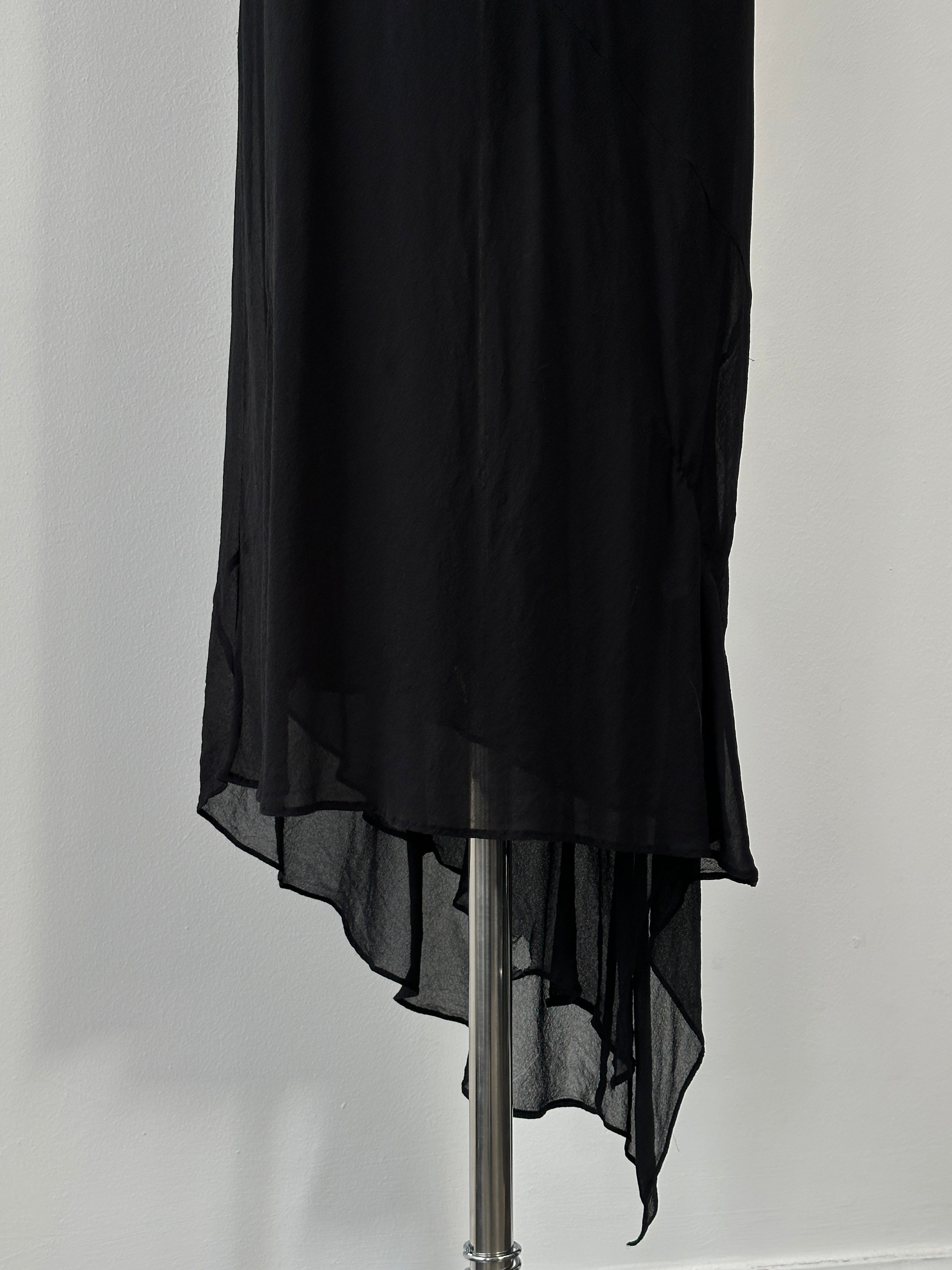 Vintage 2000s pure silk floor-length dress in M-L, featuring a flowing silhouette and elegant design.